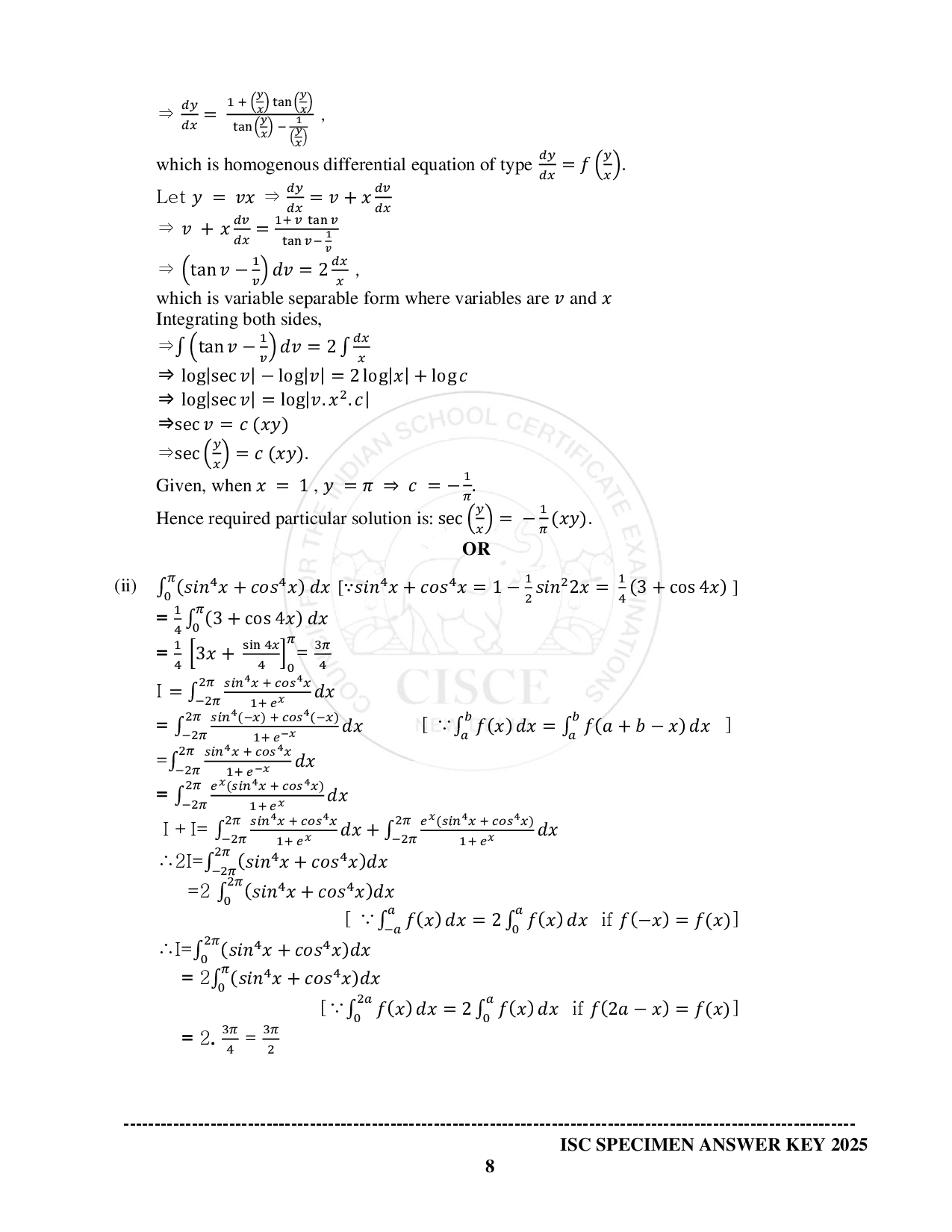 ISE Sample paper for Math’s