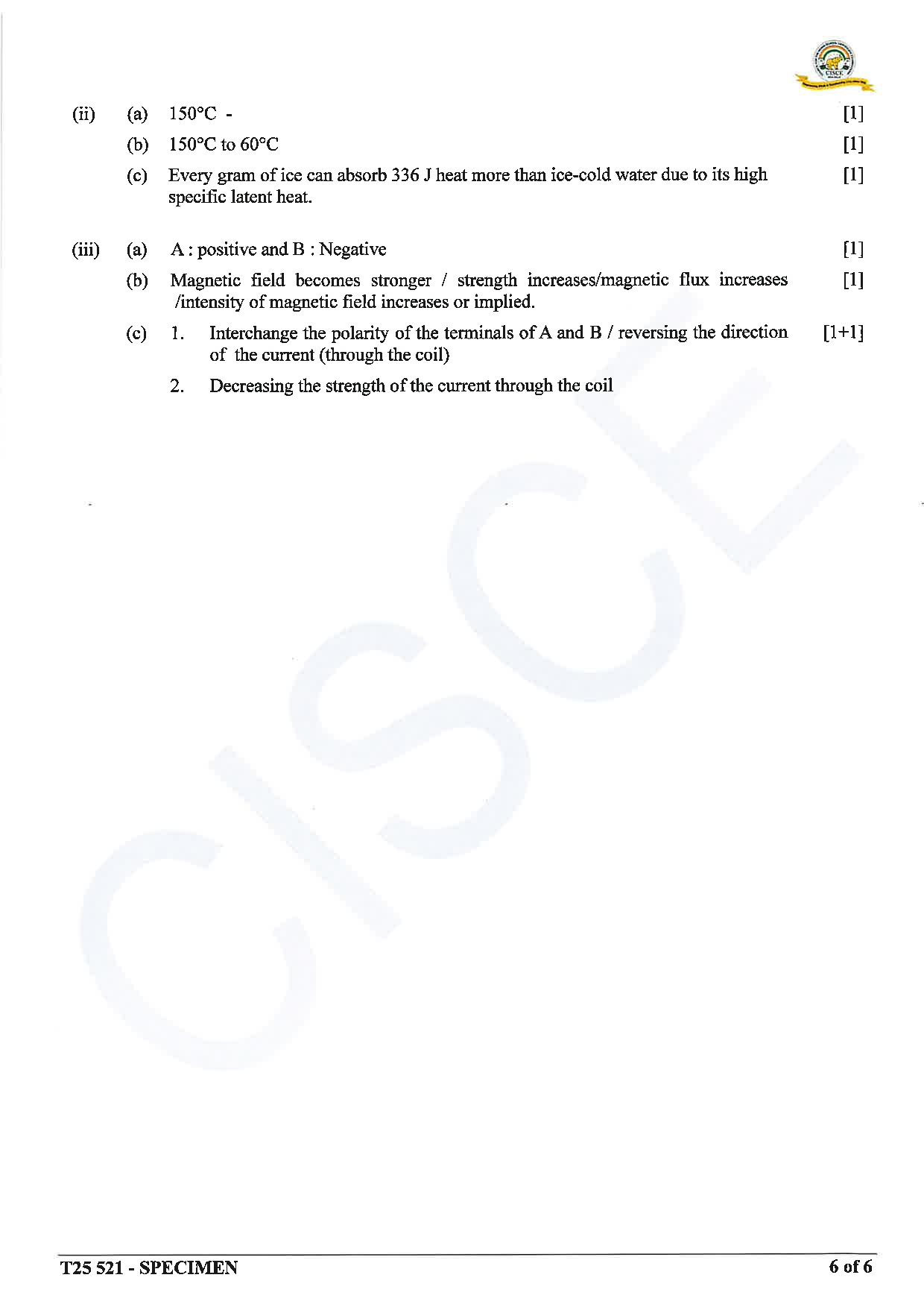 ICSE Board Sample Paper for class 10 Physics