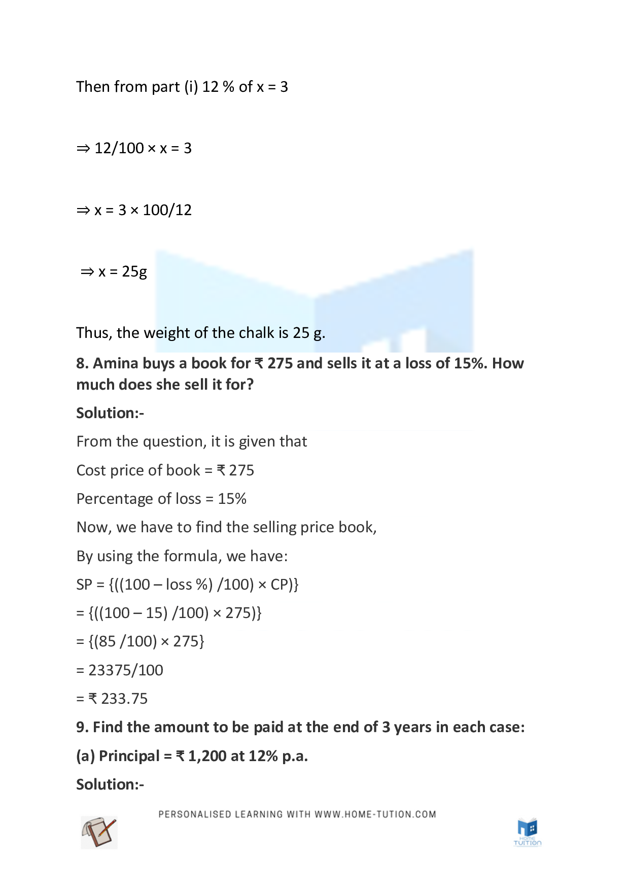 Class 7 Maths Chapter 8 Comparing Quantities