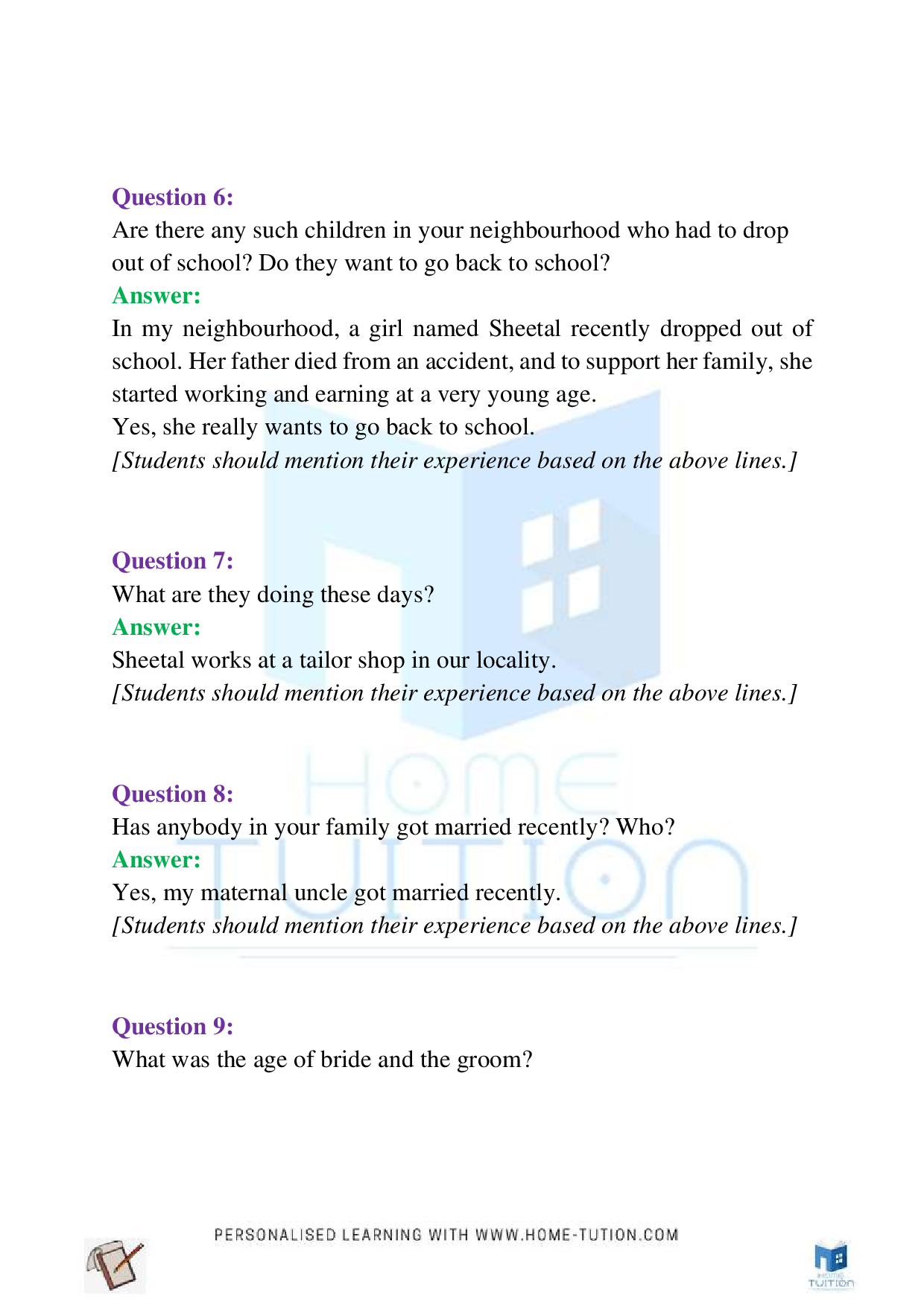 NCERT Class 4 EVS Chapter-9 Changing Families