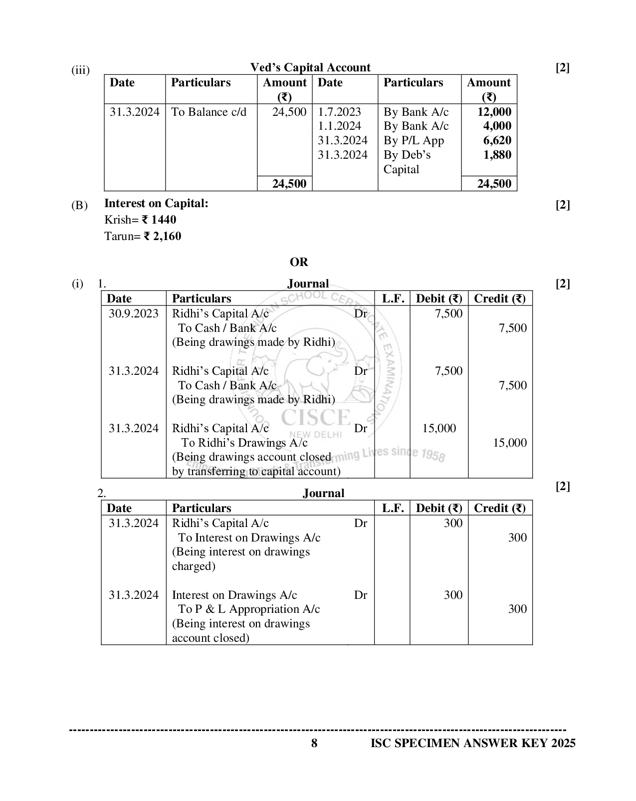 ISE Sample paper for Accounts