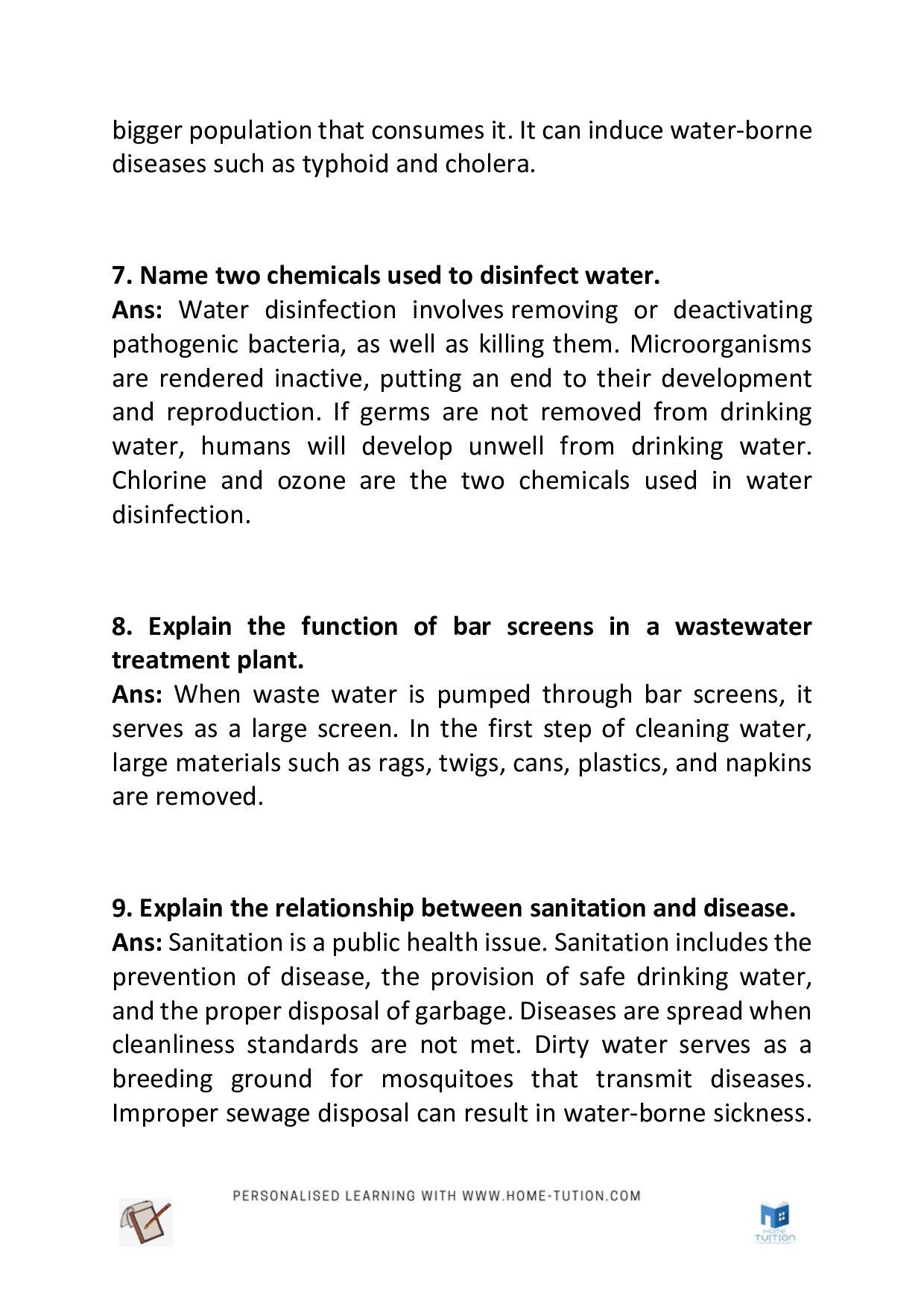 Class 7 Science Chapter 18 – Wastewater Story