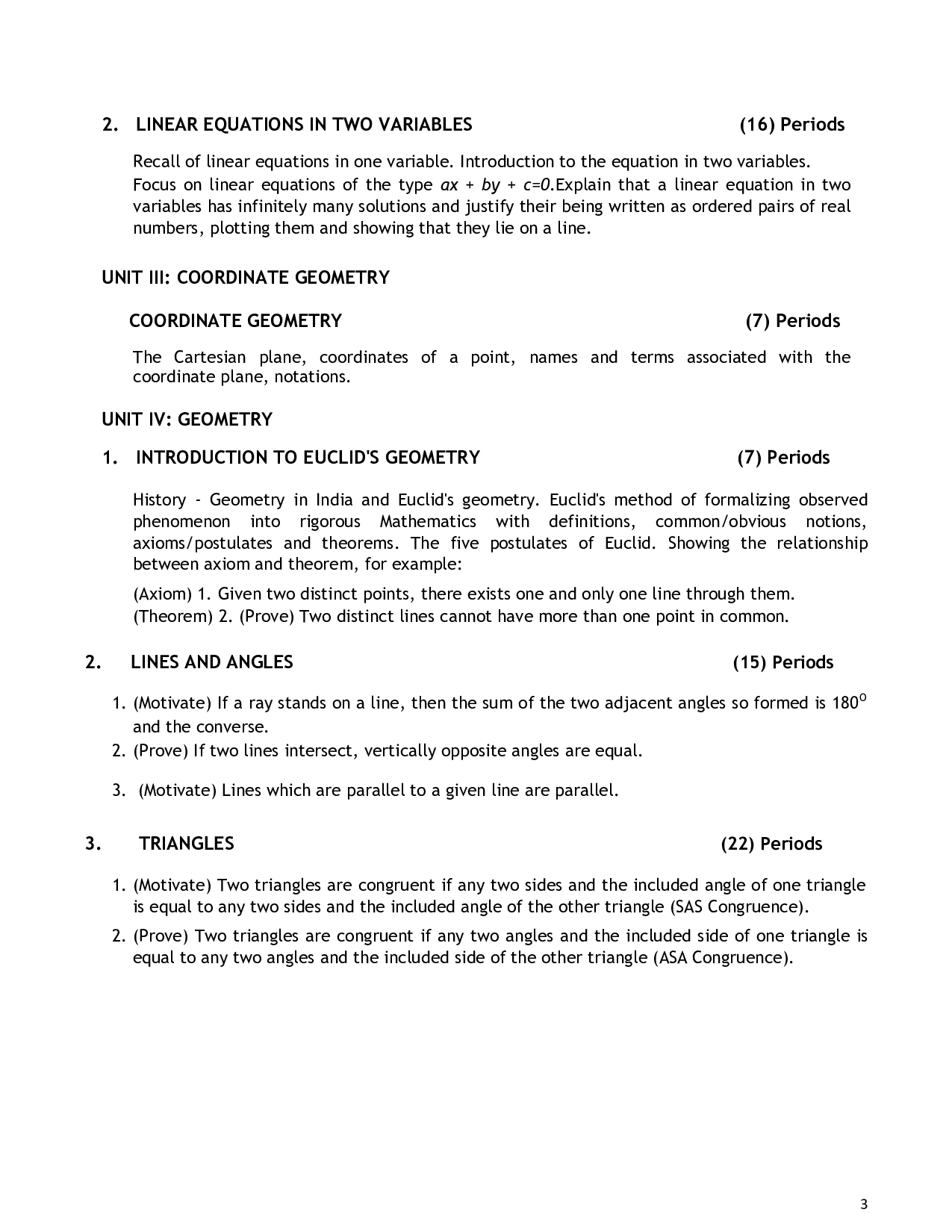 CBSE Class 10 Maths Syllabus