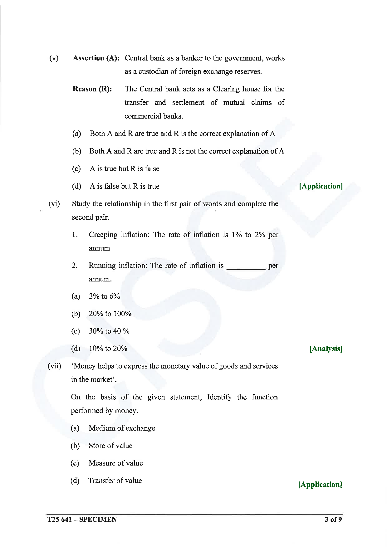 ICSE Board Sample Paper for class 10 Economics