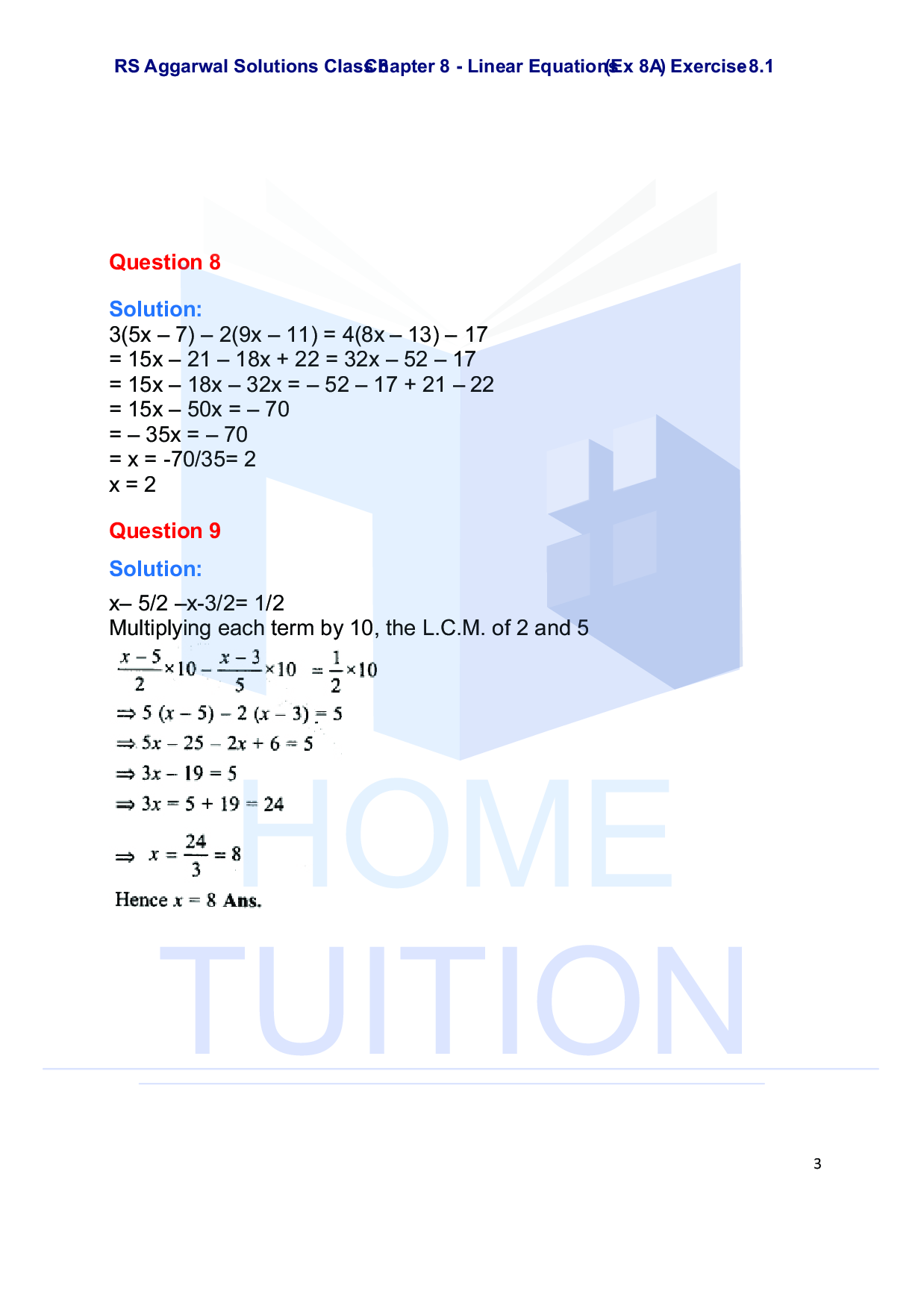 Chapter-8 Linear Equations