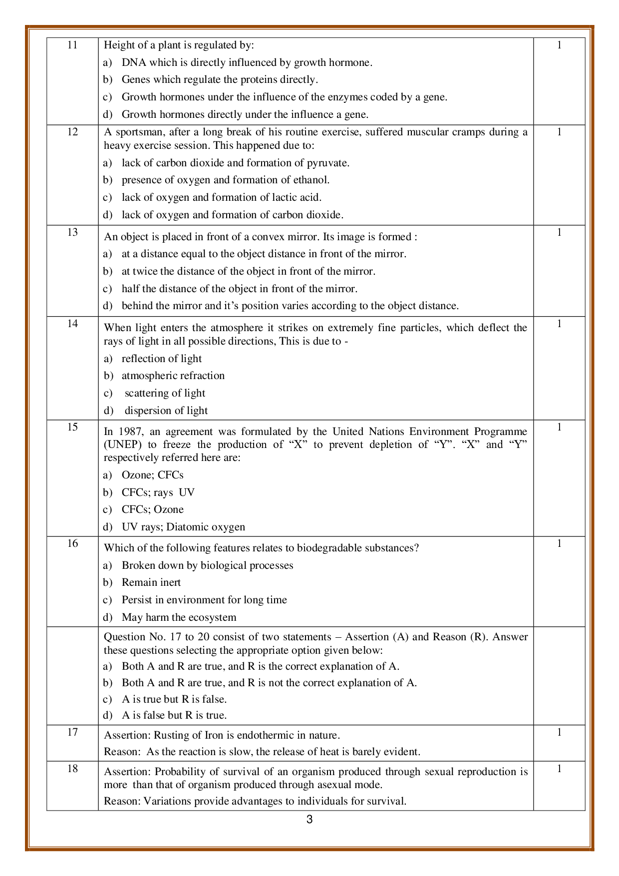 Sample Paper for Class 10 Science 