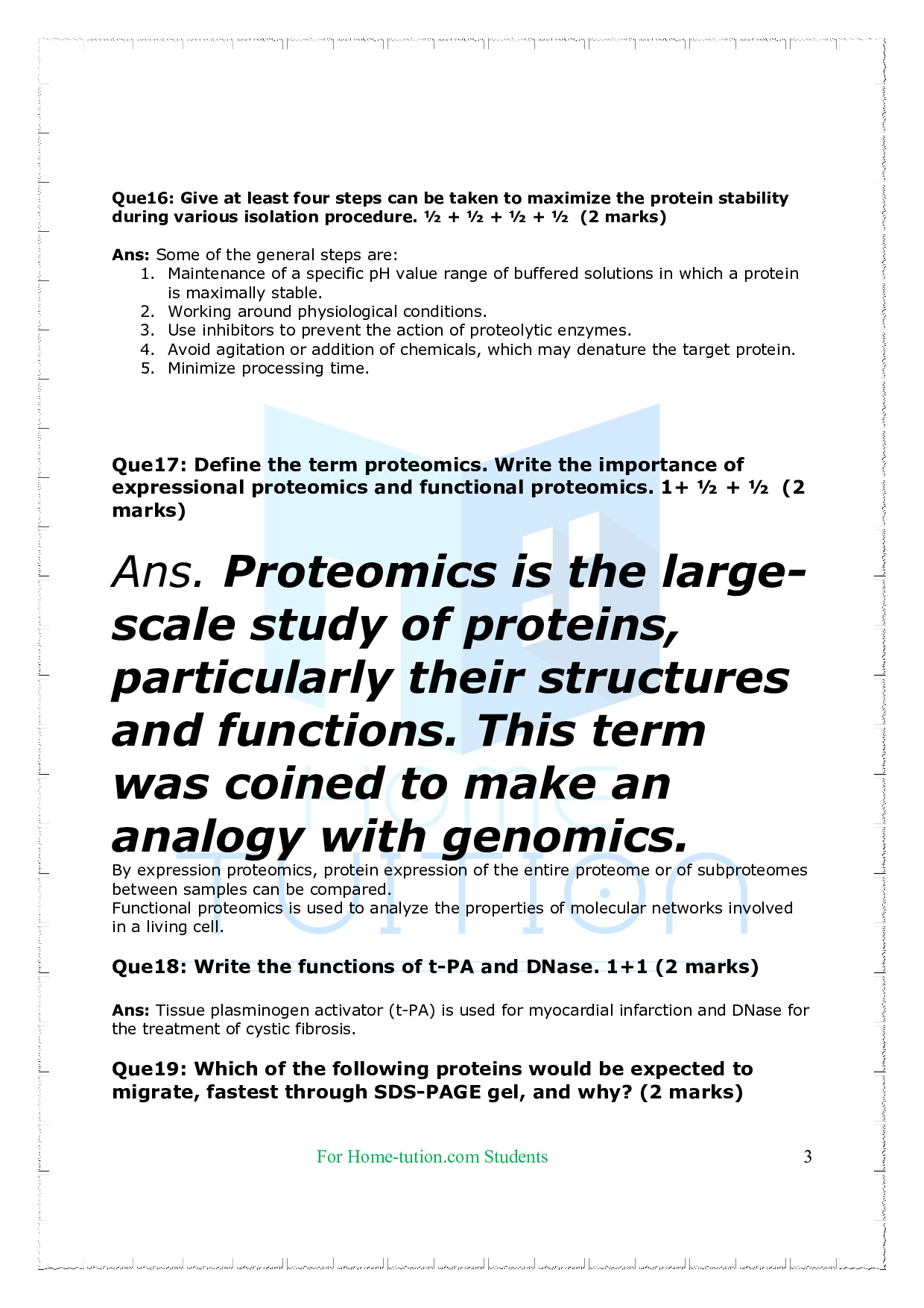 Chapter-Protein structure and engineering Questions