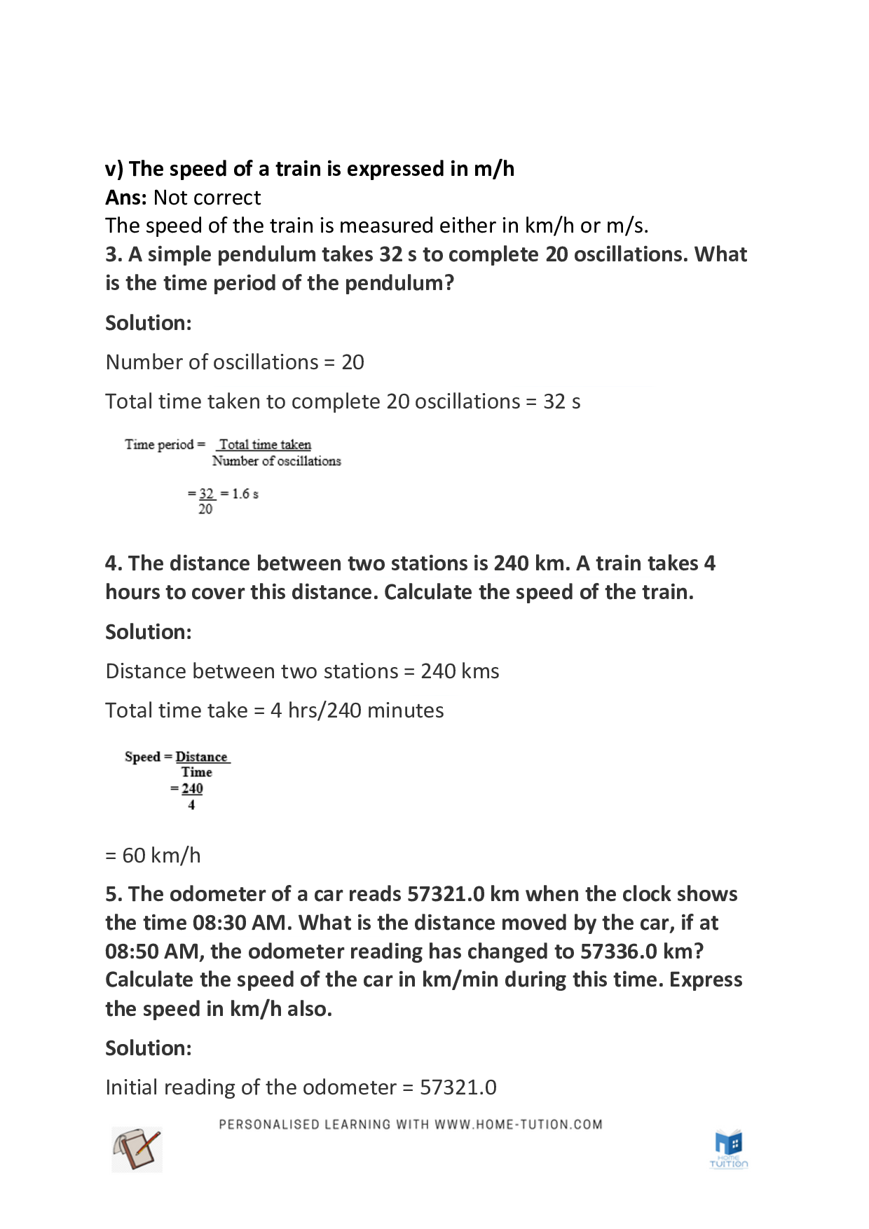 Class 7 Science Chapter 13 – Motion and Time