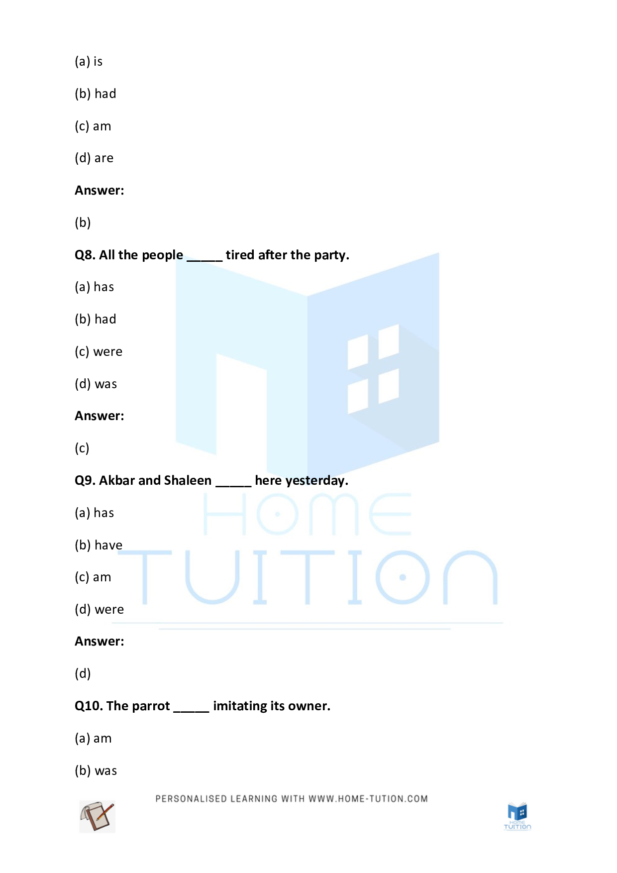 Tenses Worksheet For Class 5 With Answers Pdf