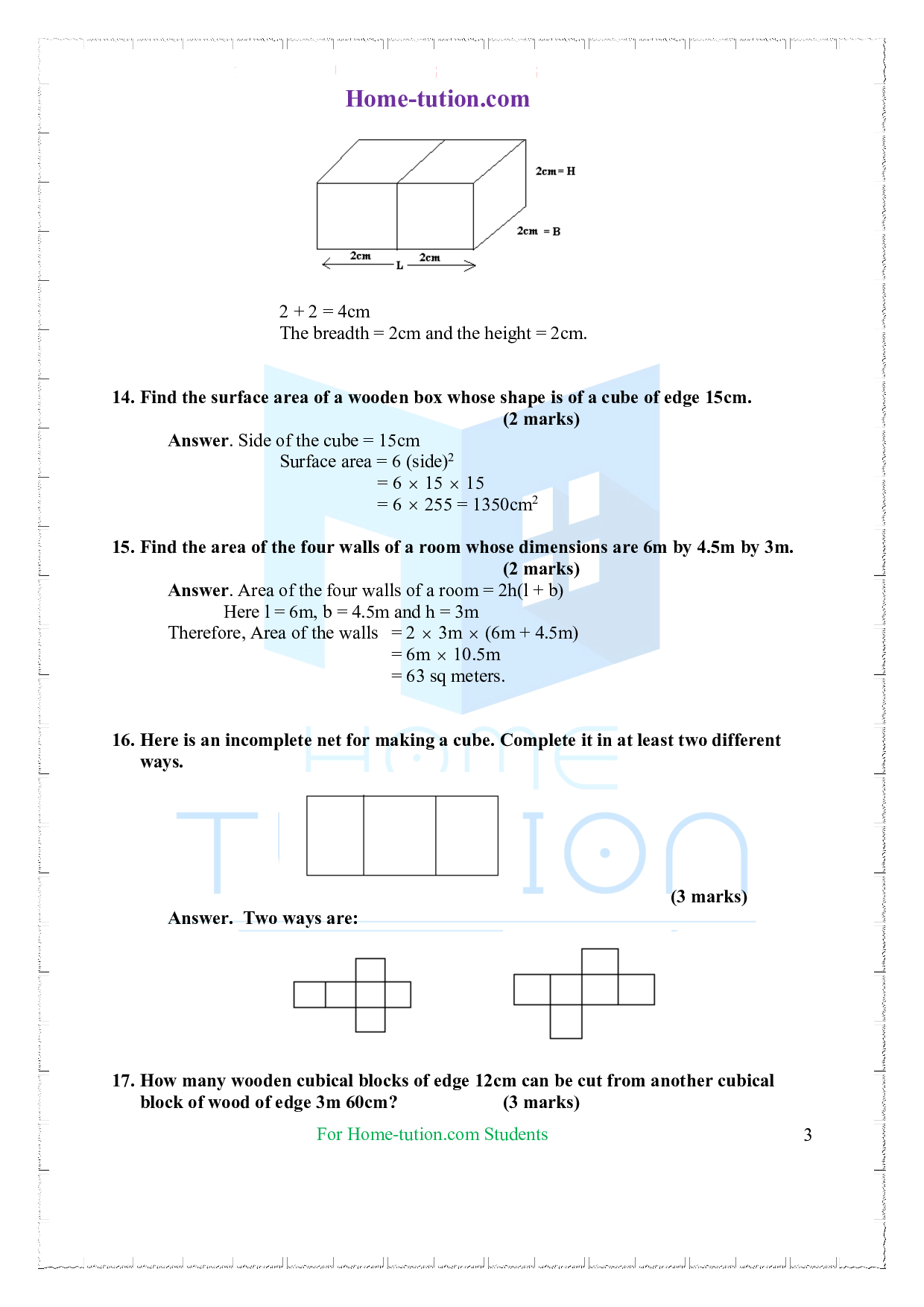 Extra Questions on Class 7 Maths Chapter 15 Visualising Solid Shapes