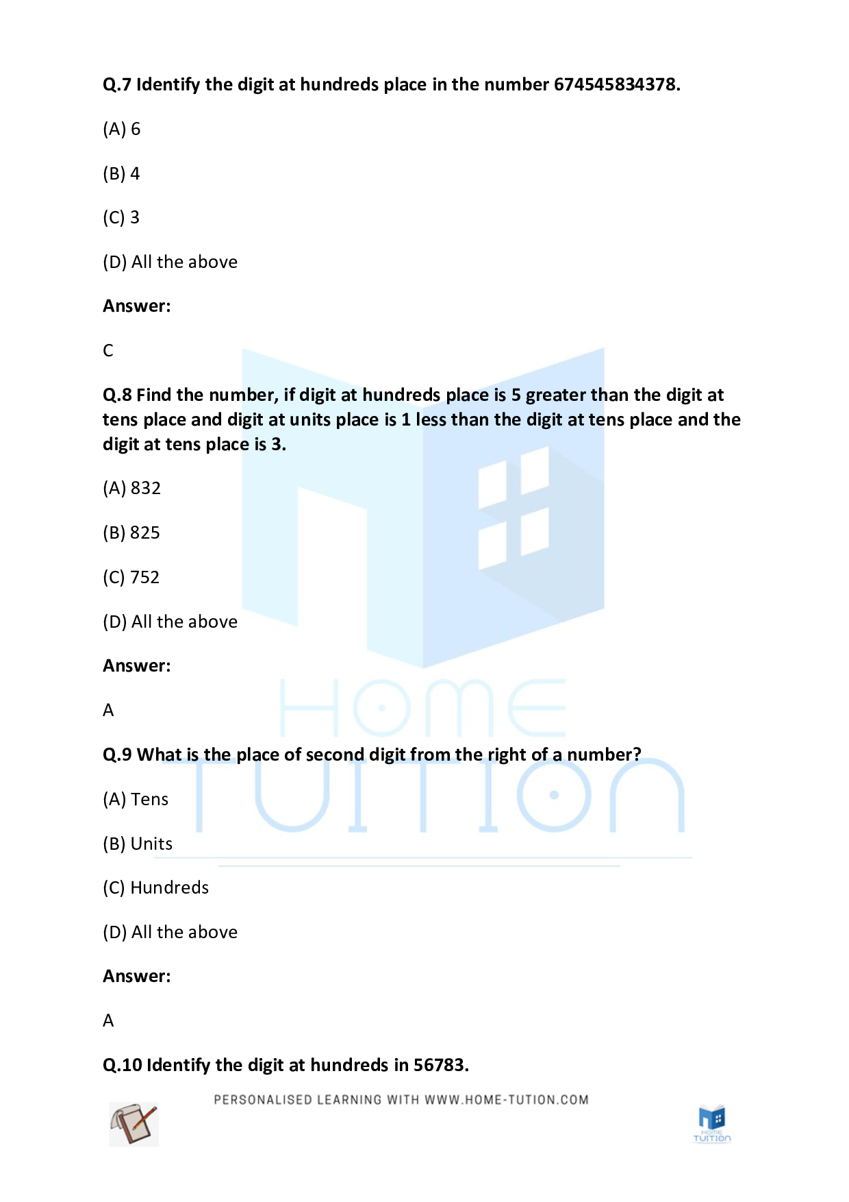 CBSE Class 2 Maths Tens and Ones Worksheets