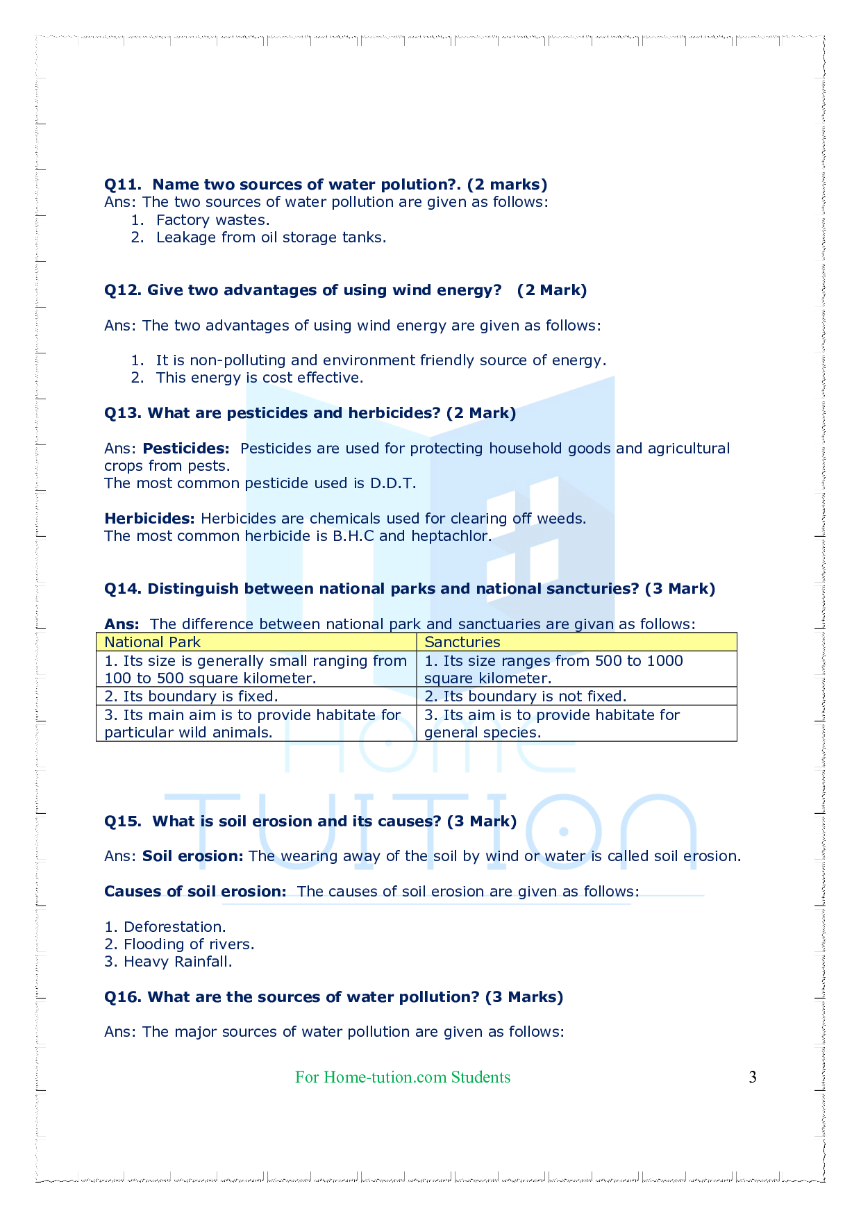 Chapter-16 Sustainable Management of Natural Resource Questions