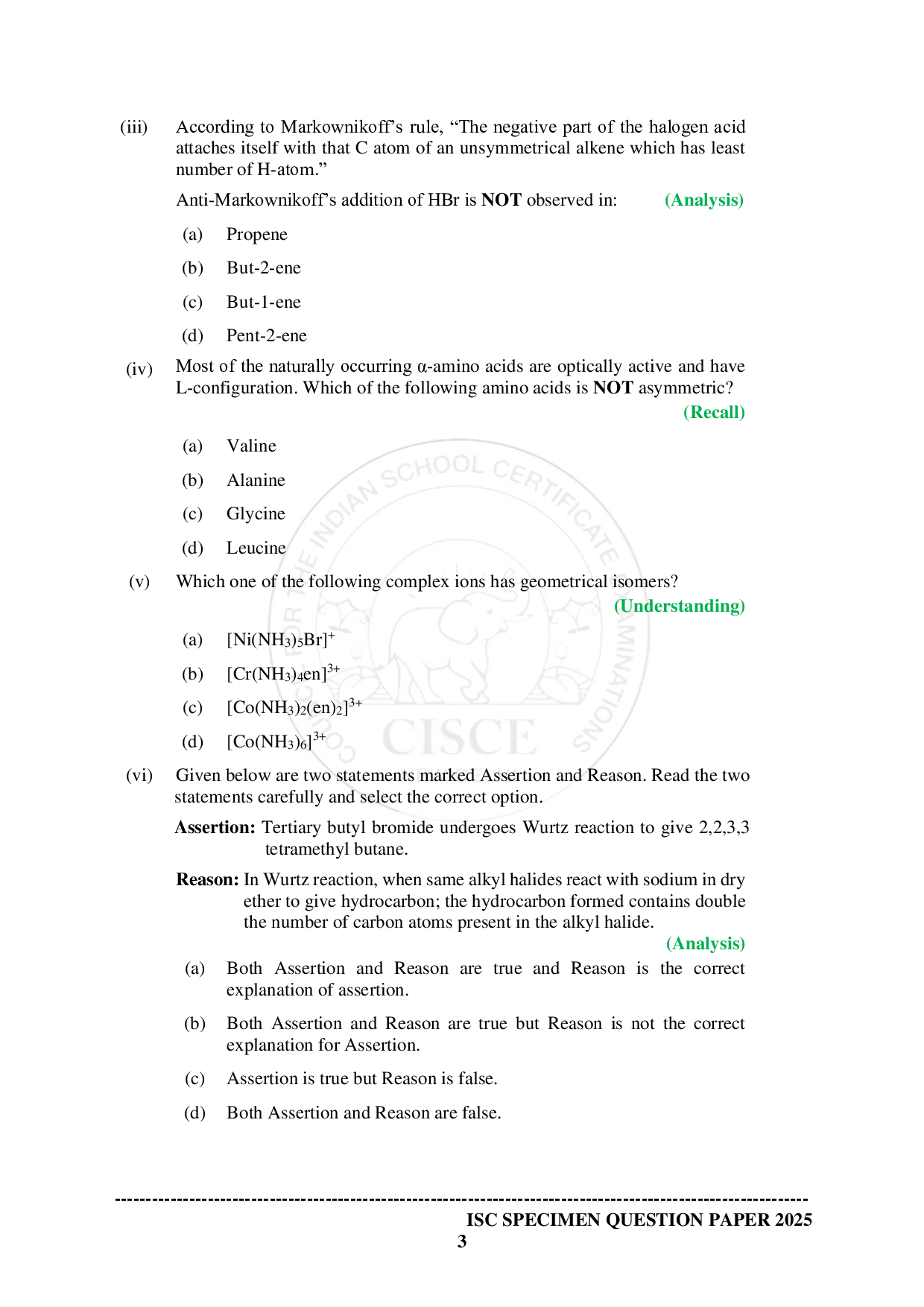 ISE Sample paper for Chemistry