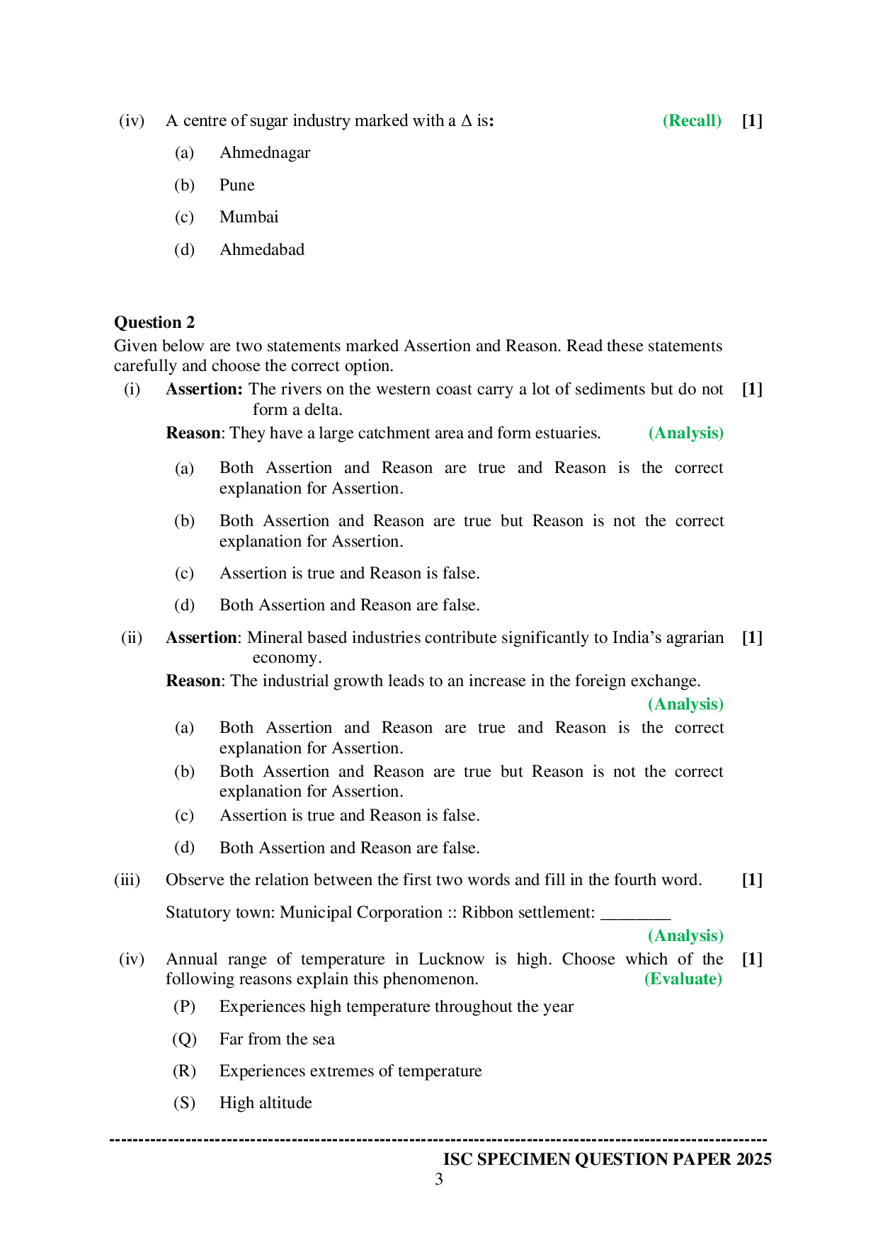 ISE Sample paper for Geography