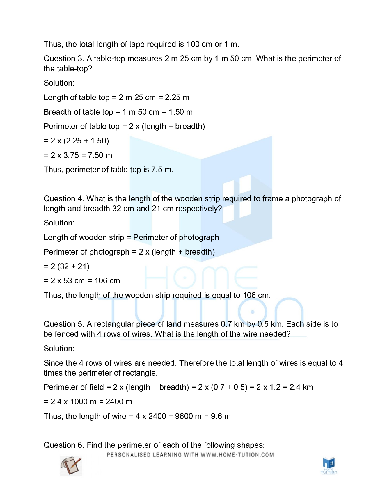Class 6 Maths Chapter 10 Mensuration
