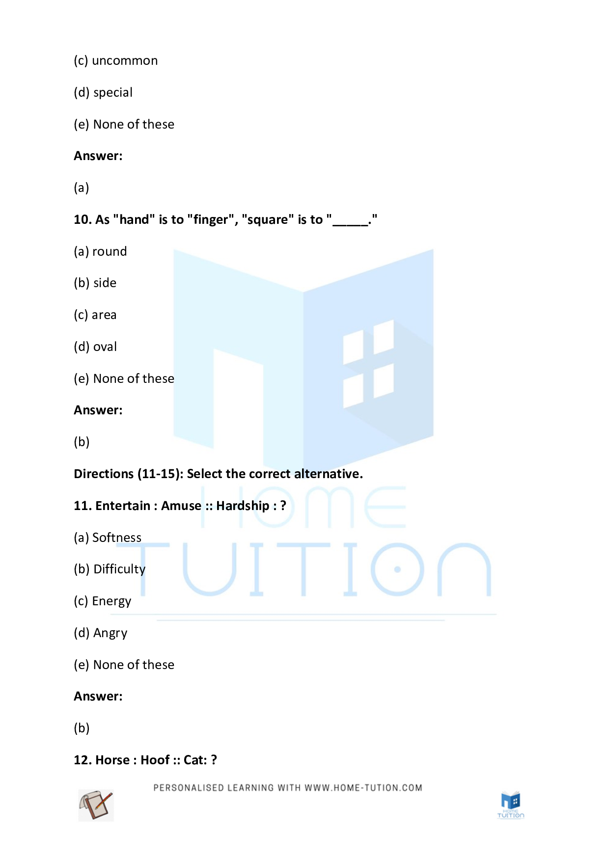 CBSE NCERT Class 4 English Analogy Worksheet with Answers PDF