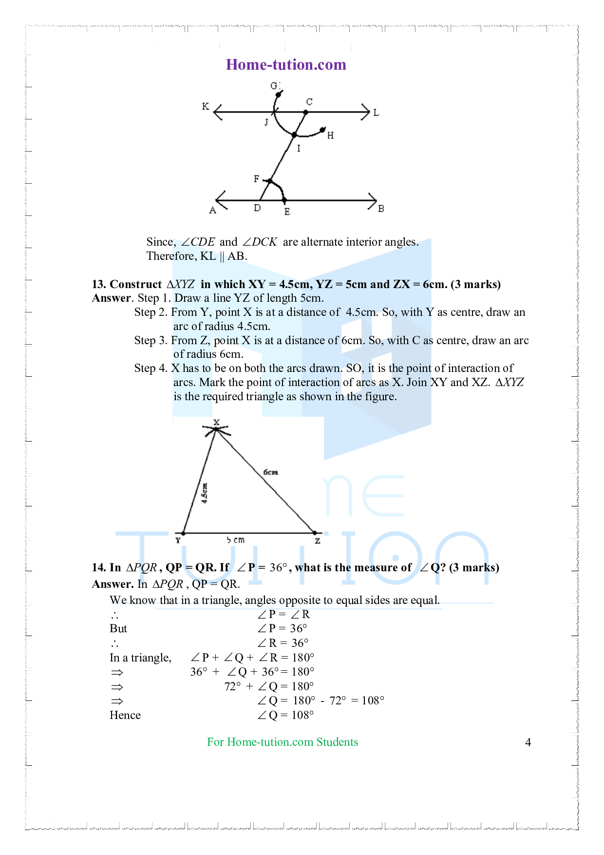 Extra Questions on Class 7 Maths Chapter 10 Practical Geometry