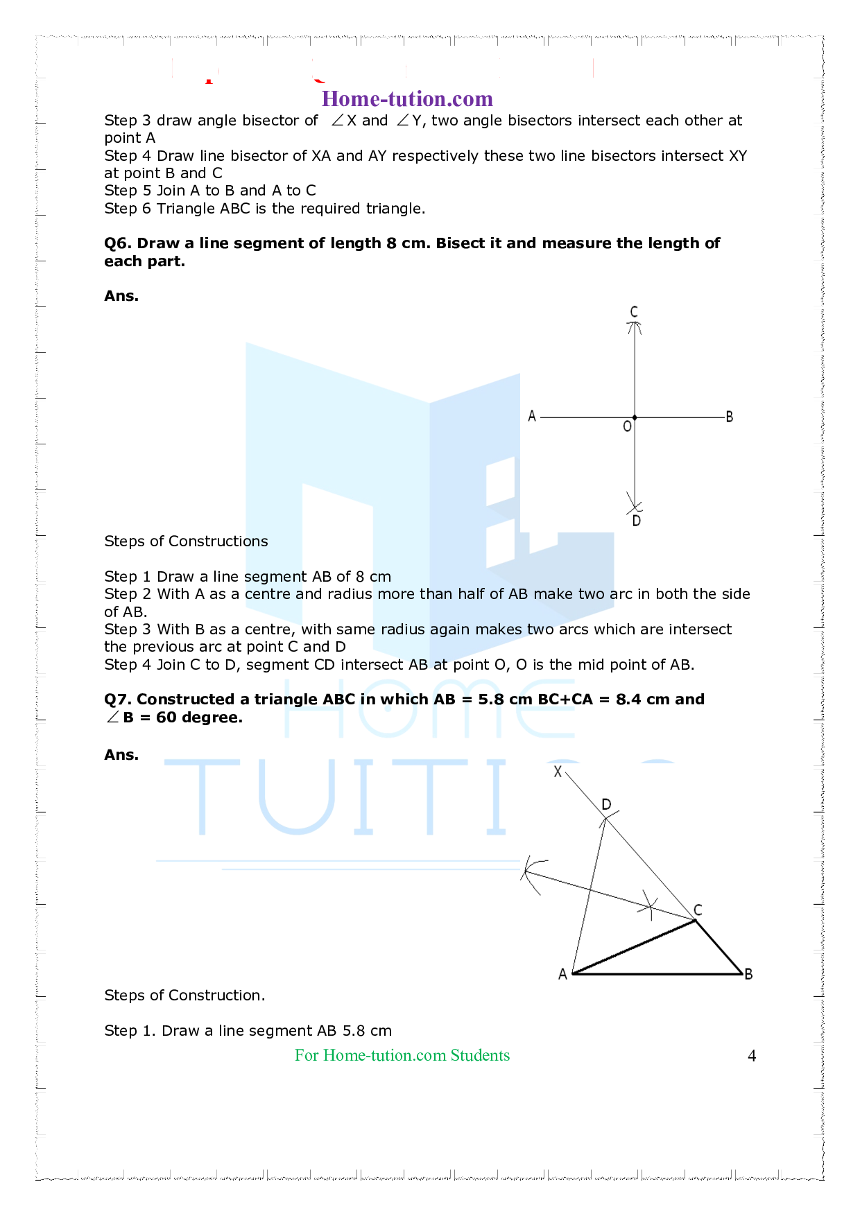 Questions for Class 9 Maths Chapter 11 Constructions