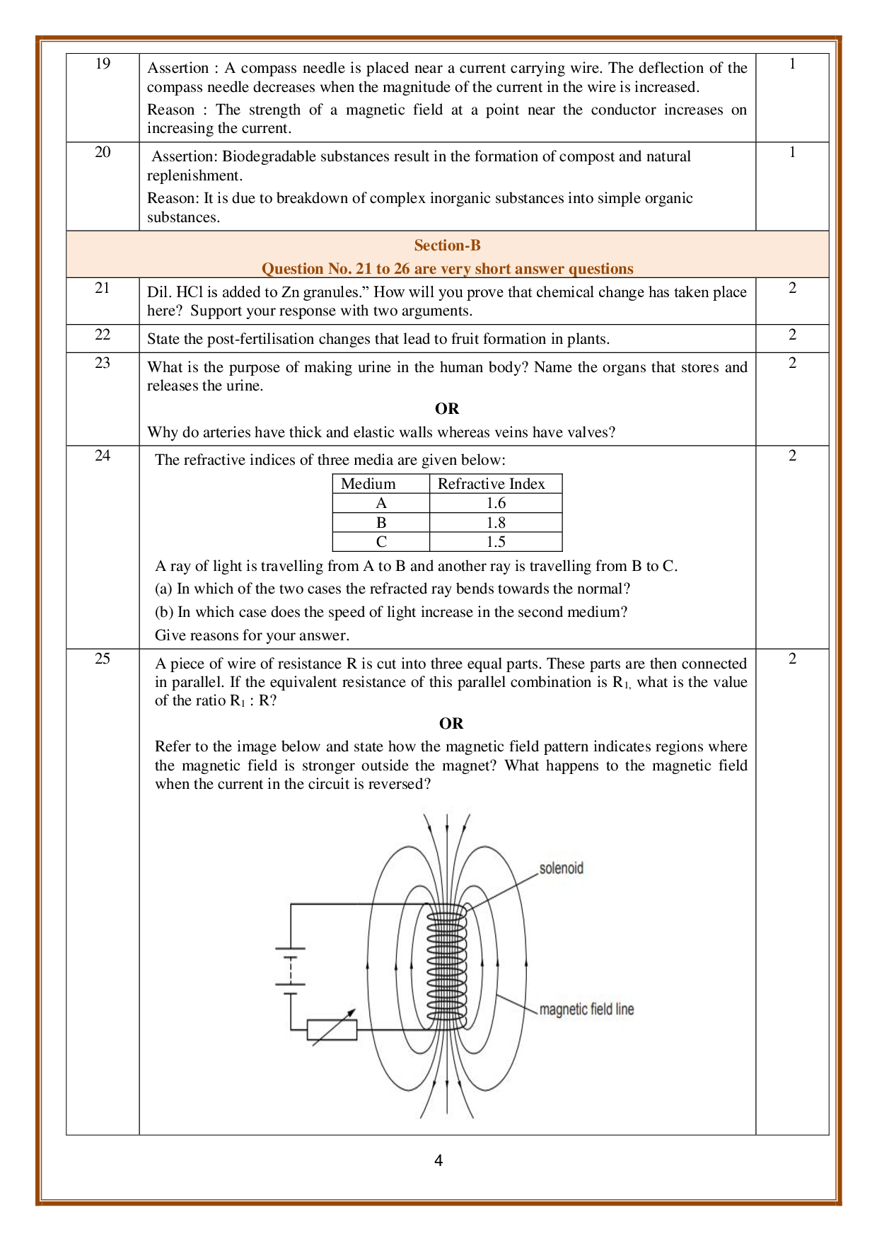 Sample Paper for Class 10 Science 