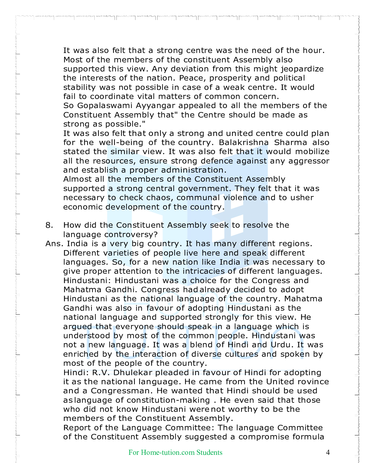 NCERT Solutions Chapter 15 Framing the Constitution the beginning of a new era