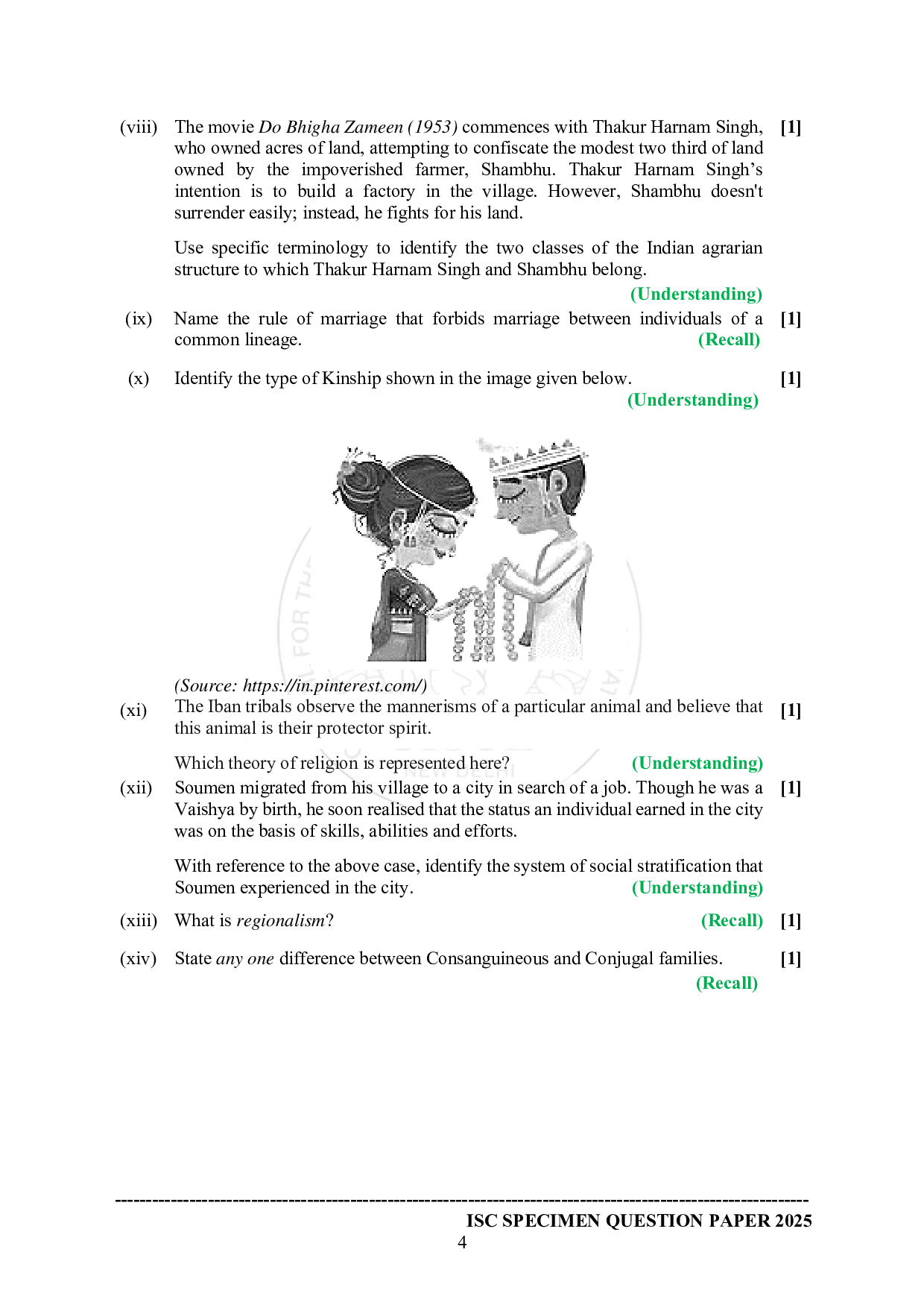 ISE Sample paper for Sociology 