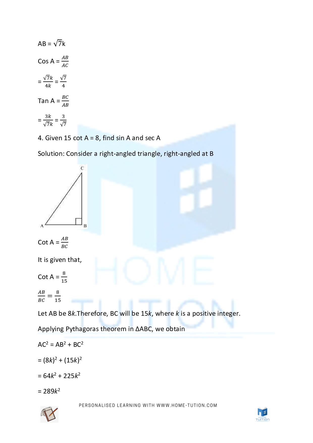 Chapter 8 Introduction to Trigonometry