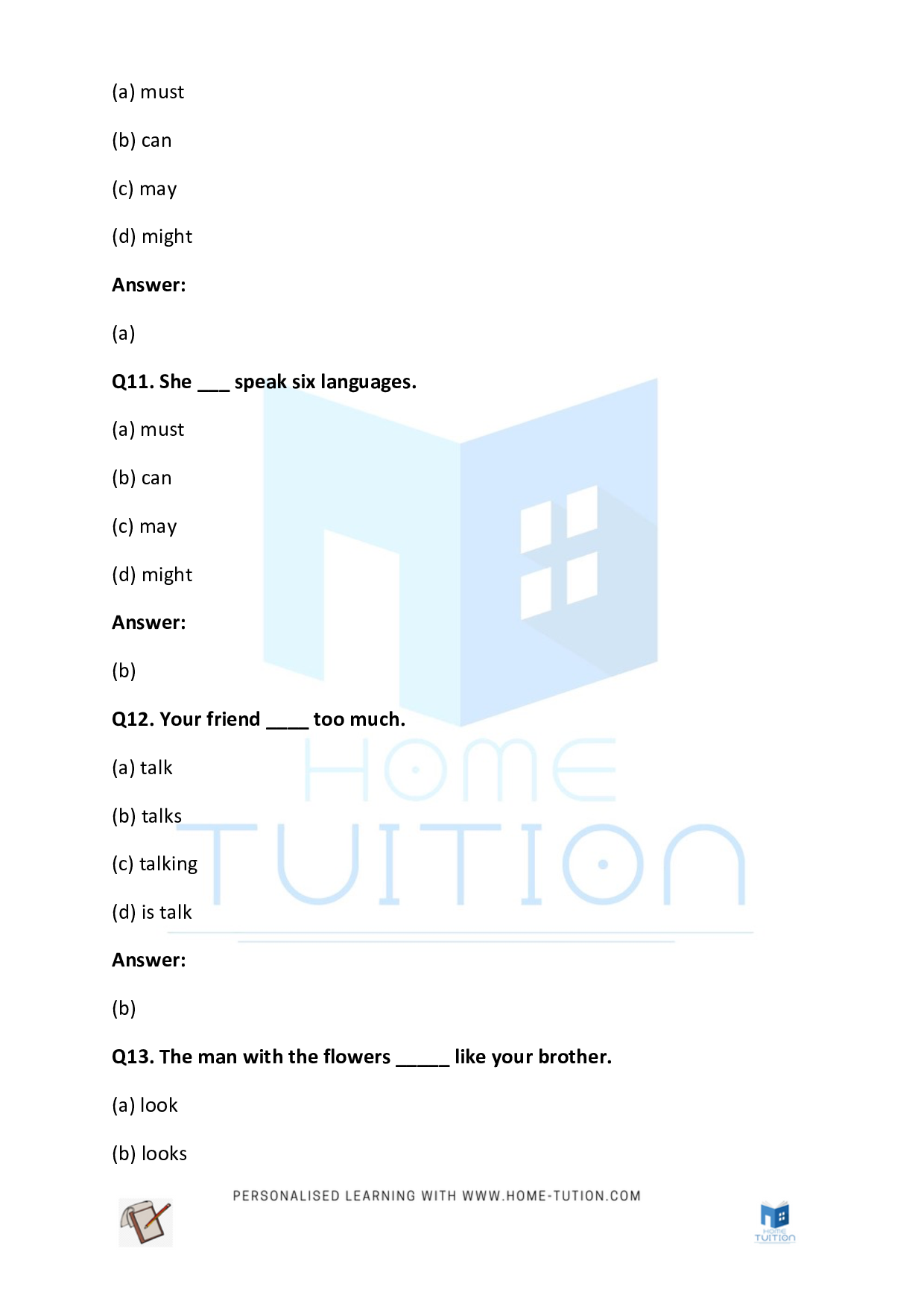 CBSE Worksheet For Class 5 English Verb Chapter Free PDF Home Tution