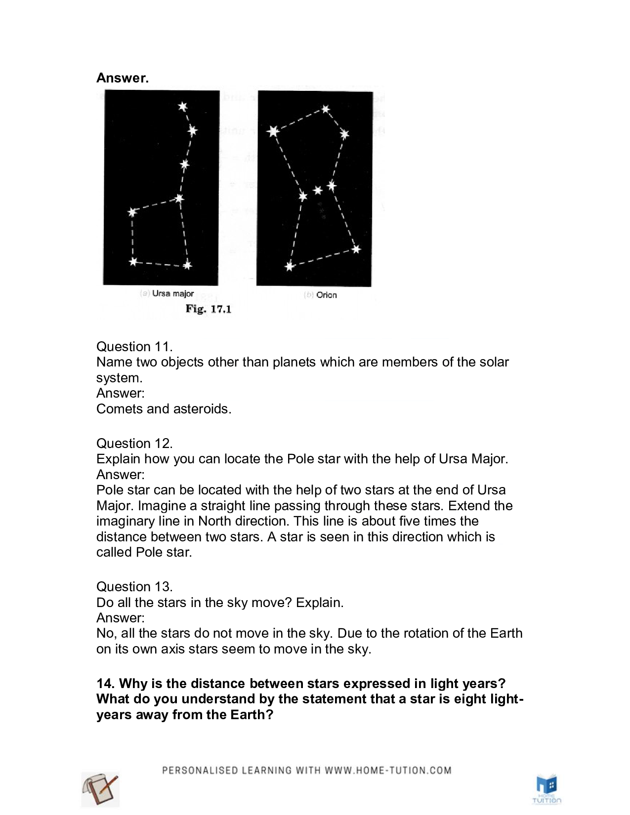 Class 8 Science Chapter 17 Stars and the Solar System