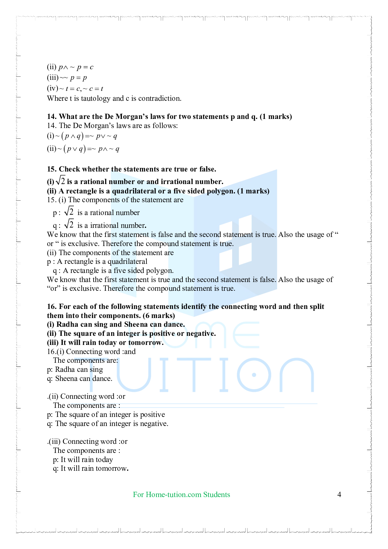 Chapter 14 Mathematical Reasoning Questions