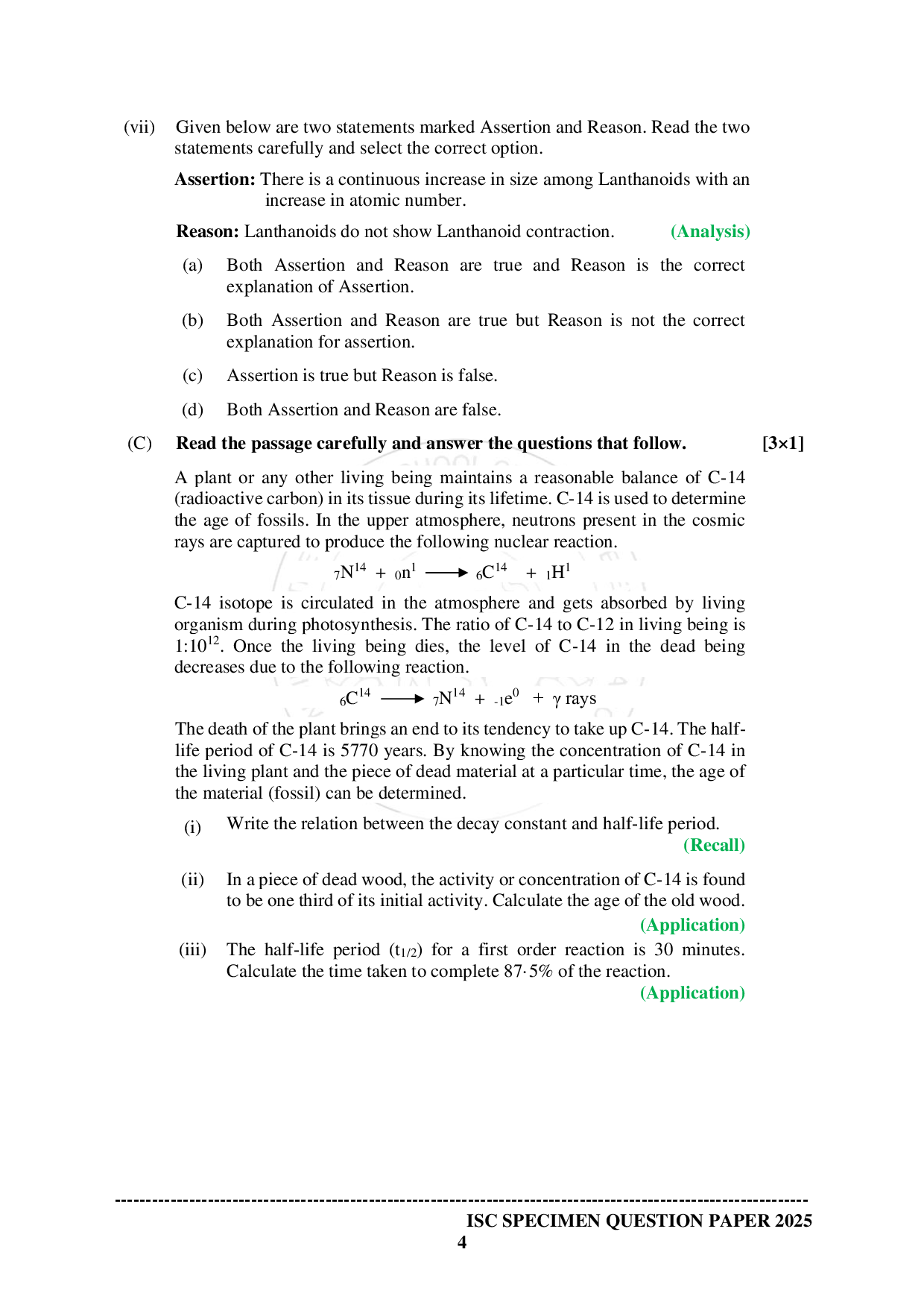 ISE Sample paper for Chemistry