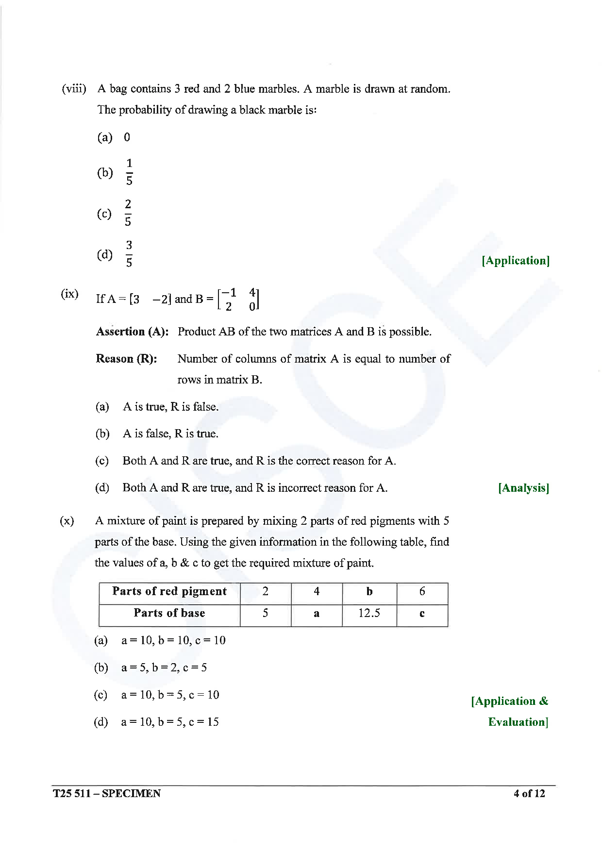 ICSE Board Sample Paper for class 10 Maths