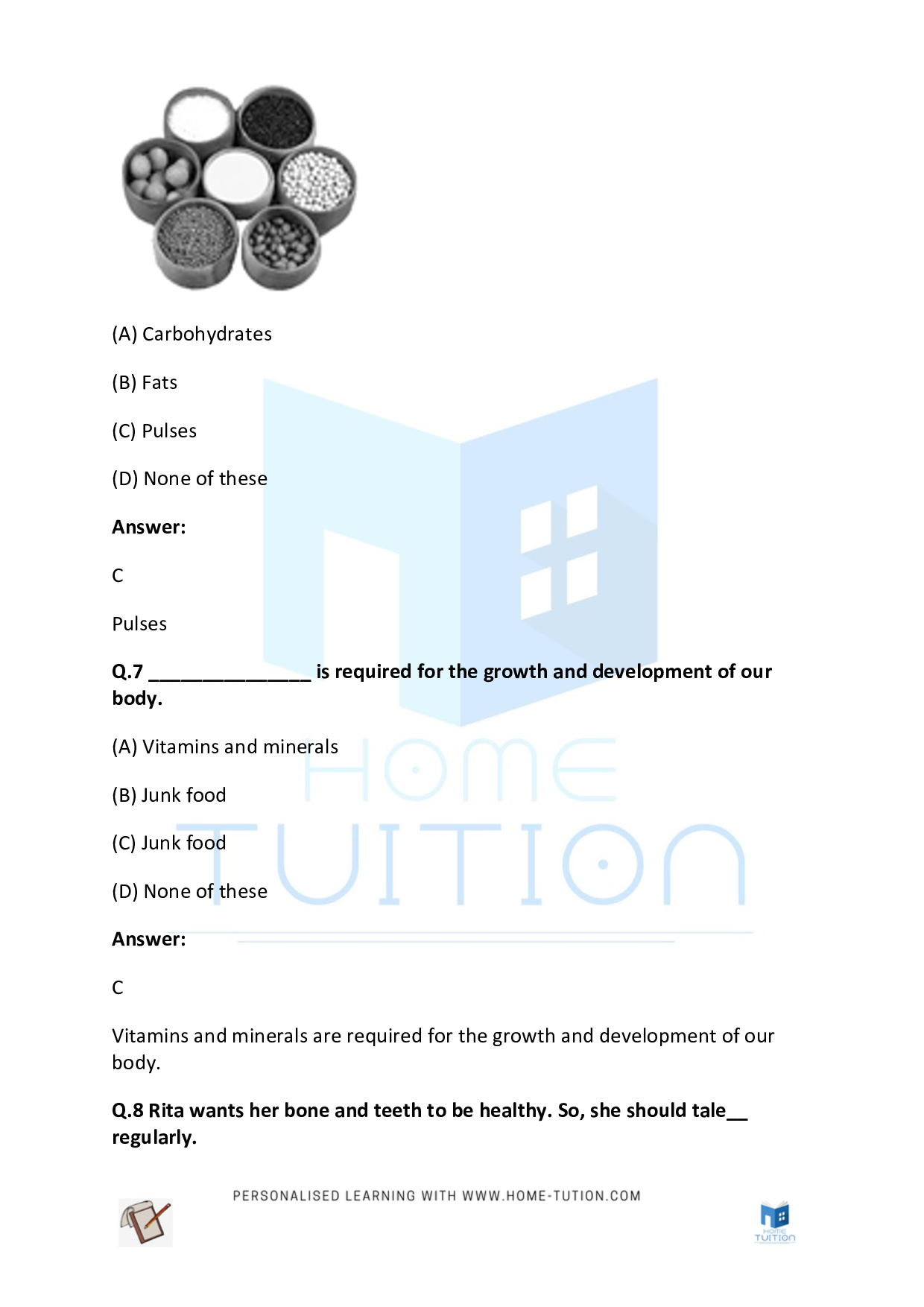 CBSE Class 3 Worksheet for EVS Chapter Food We Eat Questions with Answers 