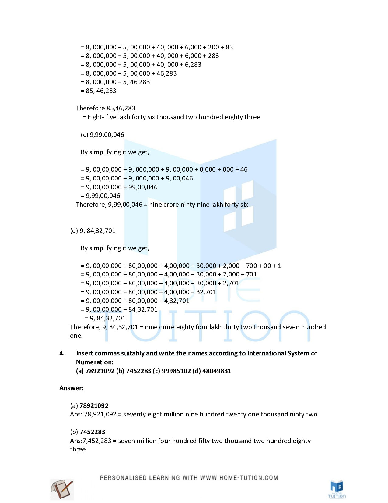 NCERT Solutions For Class 6 Maths Chapter 1 Knowing Our Numbers