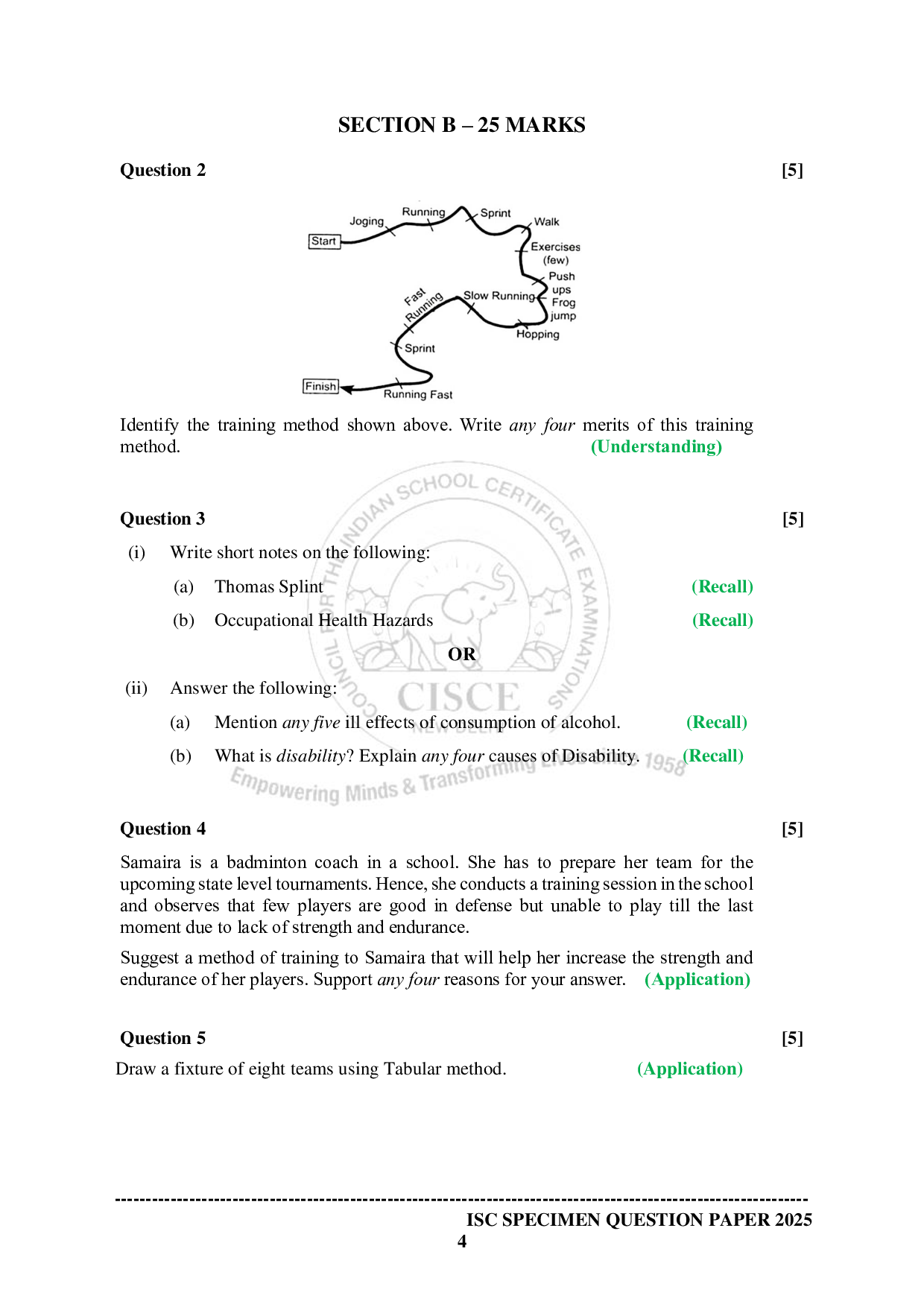 ISE Sample paper for Physical Education