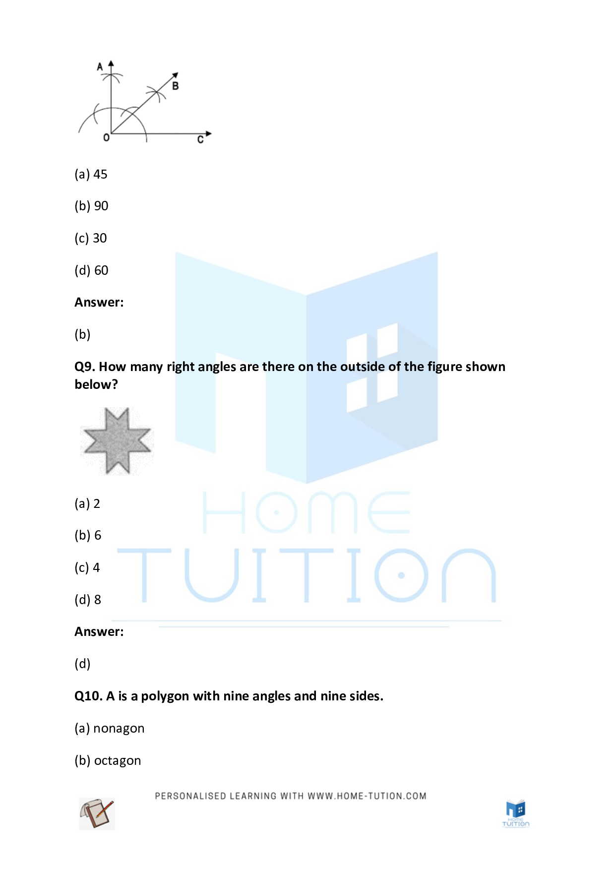 CBSE Class 5 Maths Constructions Worksheet with Answers PDF 