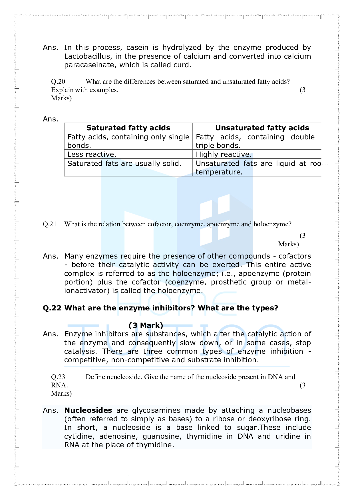 Chapter 9 Biomolecules Important Questions