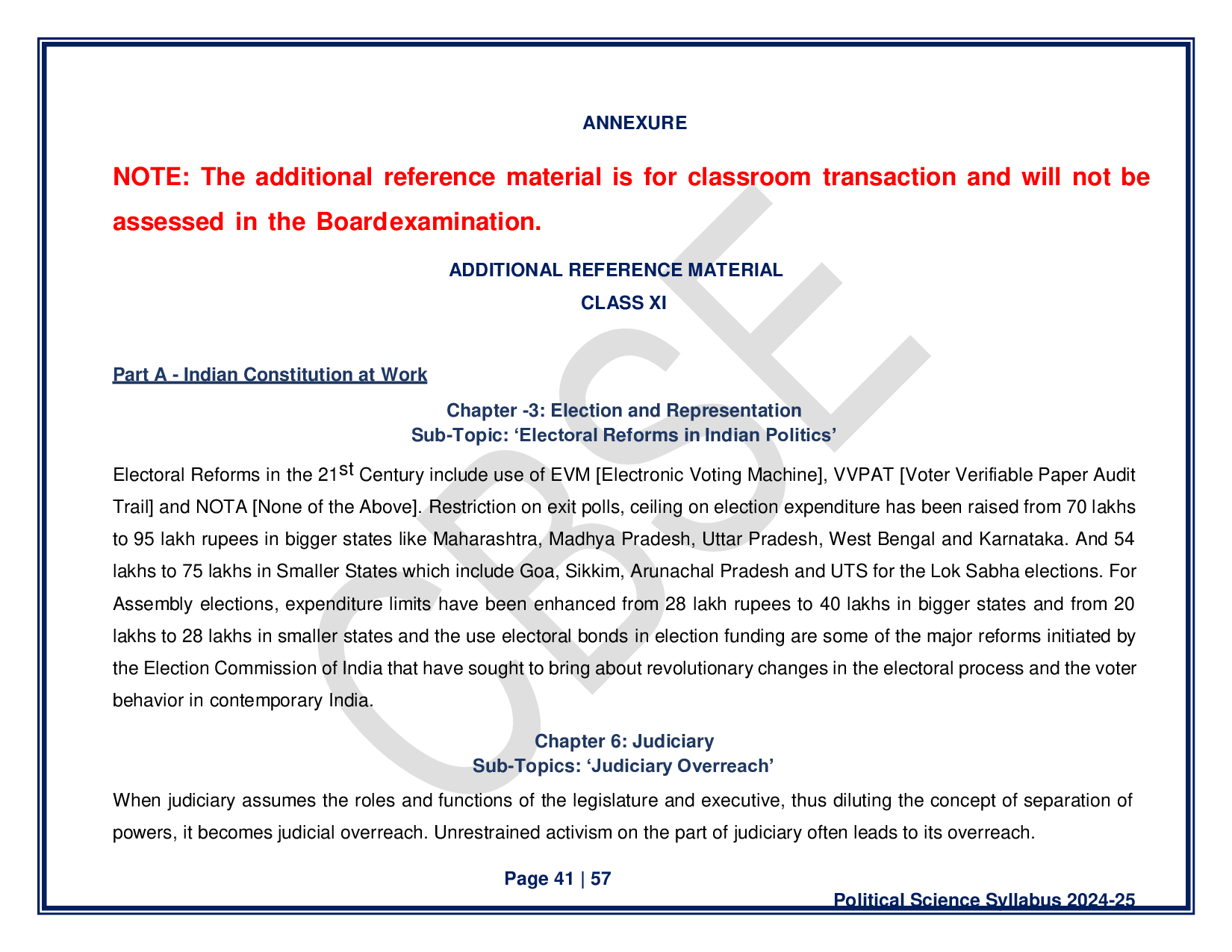 CBSE Class 12 Political Science Syllabus 