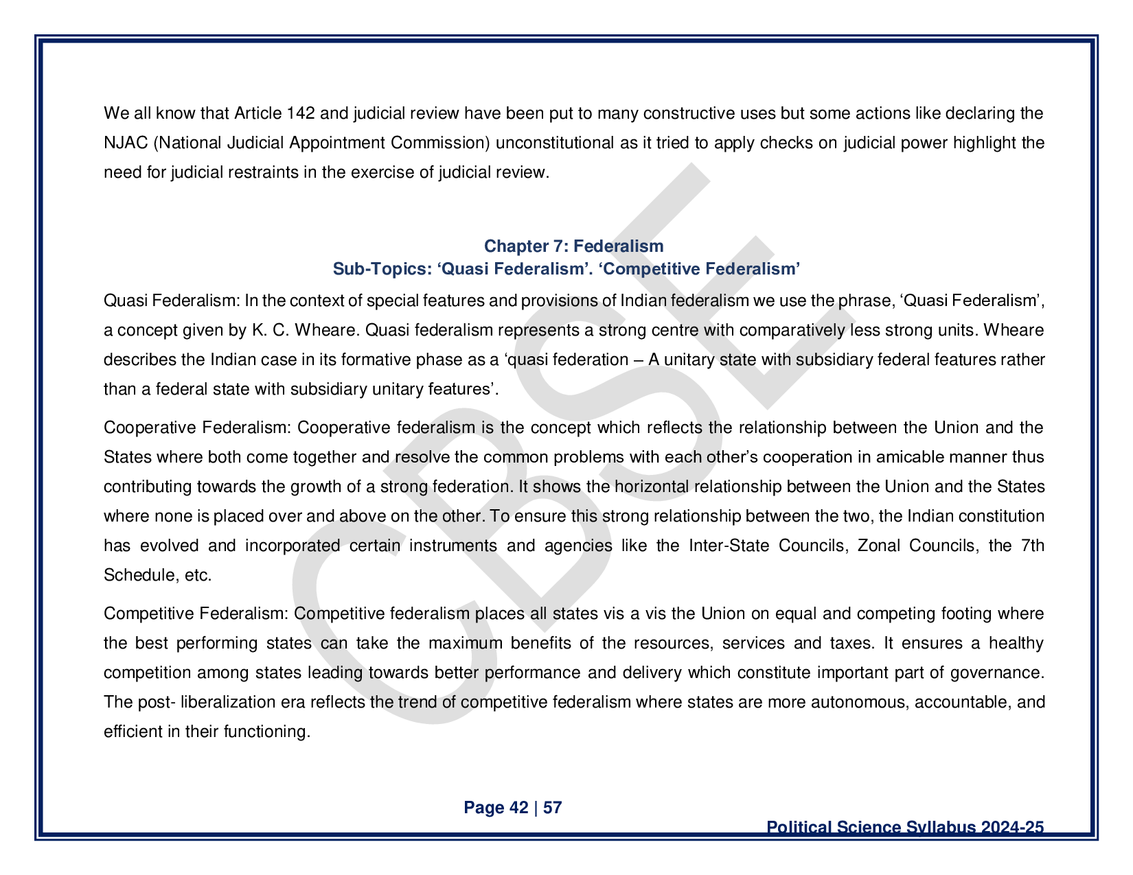 CBSE Class 12 Political Science Syllabus 