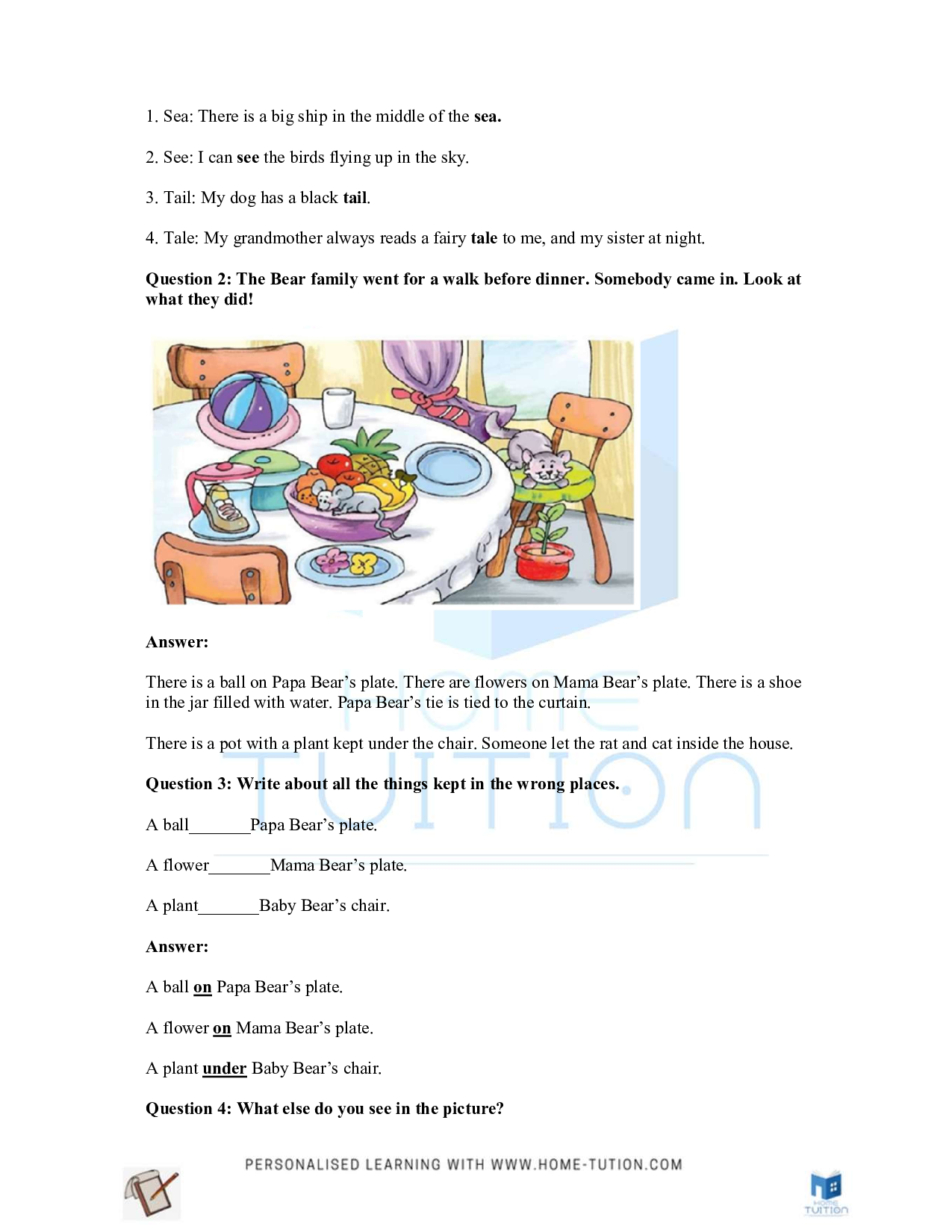 NCERT Solutions for Class 2 English Curlylocks and the Three Bears
