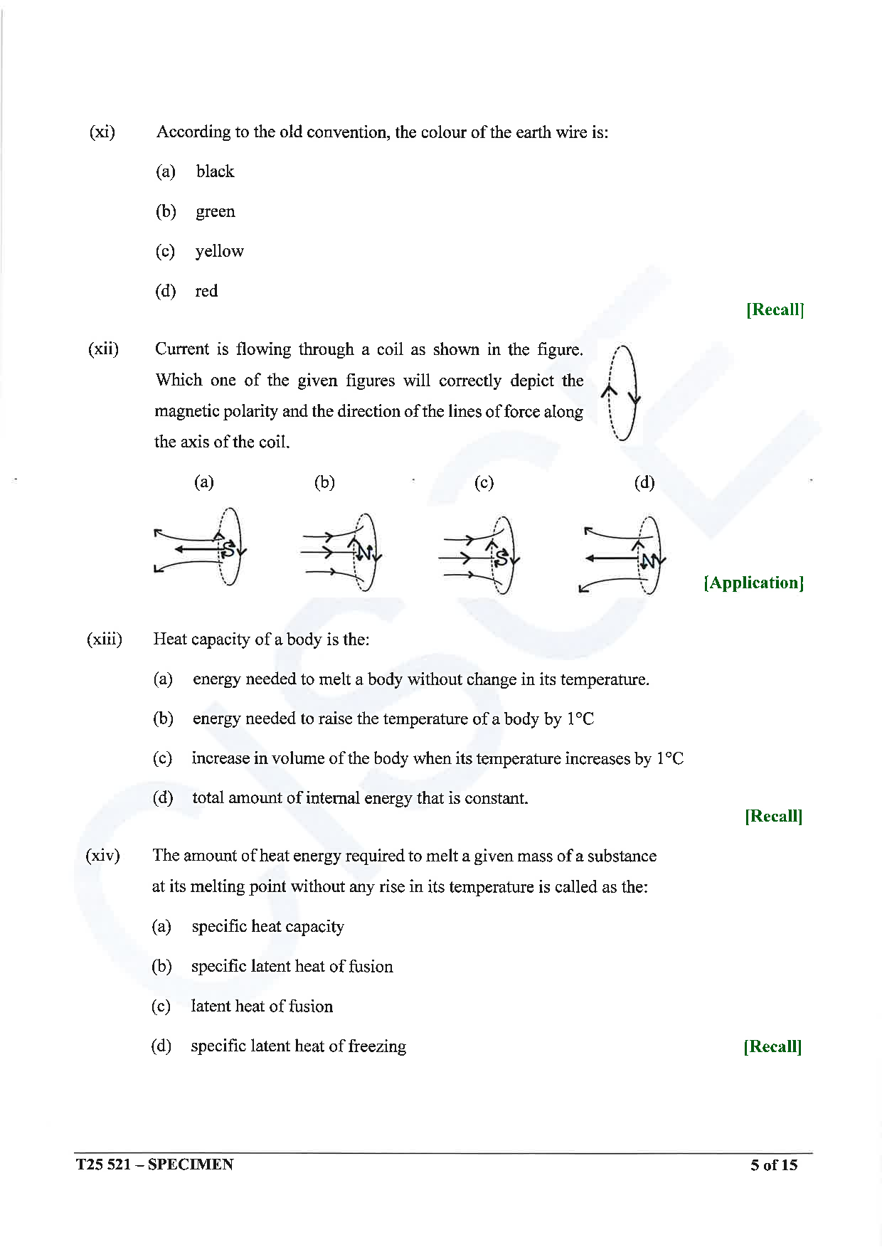 ICSE Board Sample Paper for class 10 Physics