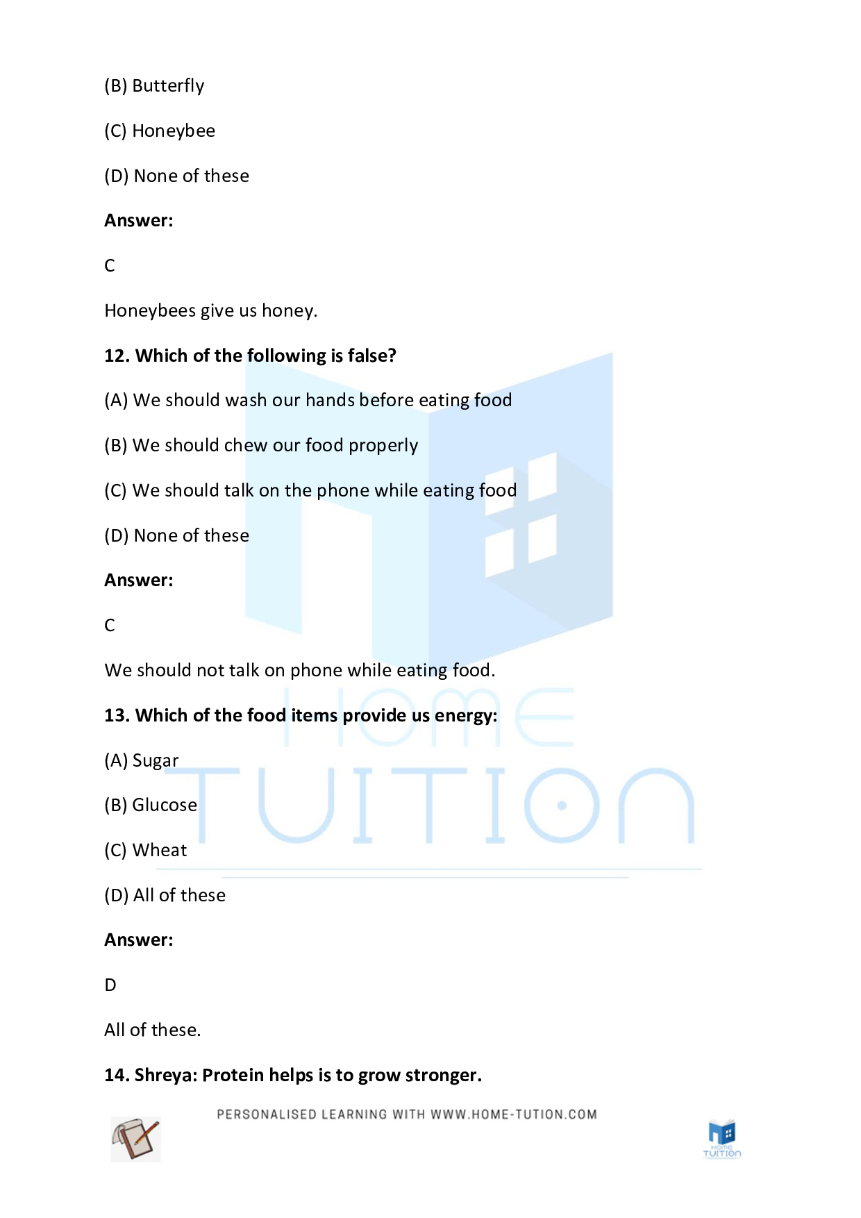 CBSE Class 2 Worksheet for EVS Chapter Air, Water, Food, Shelter Questions with Answers