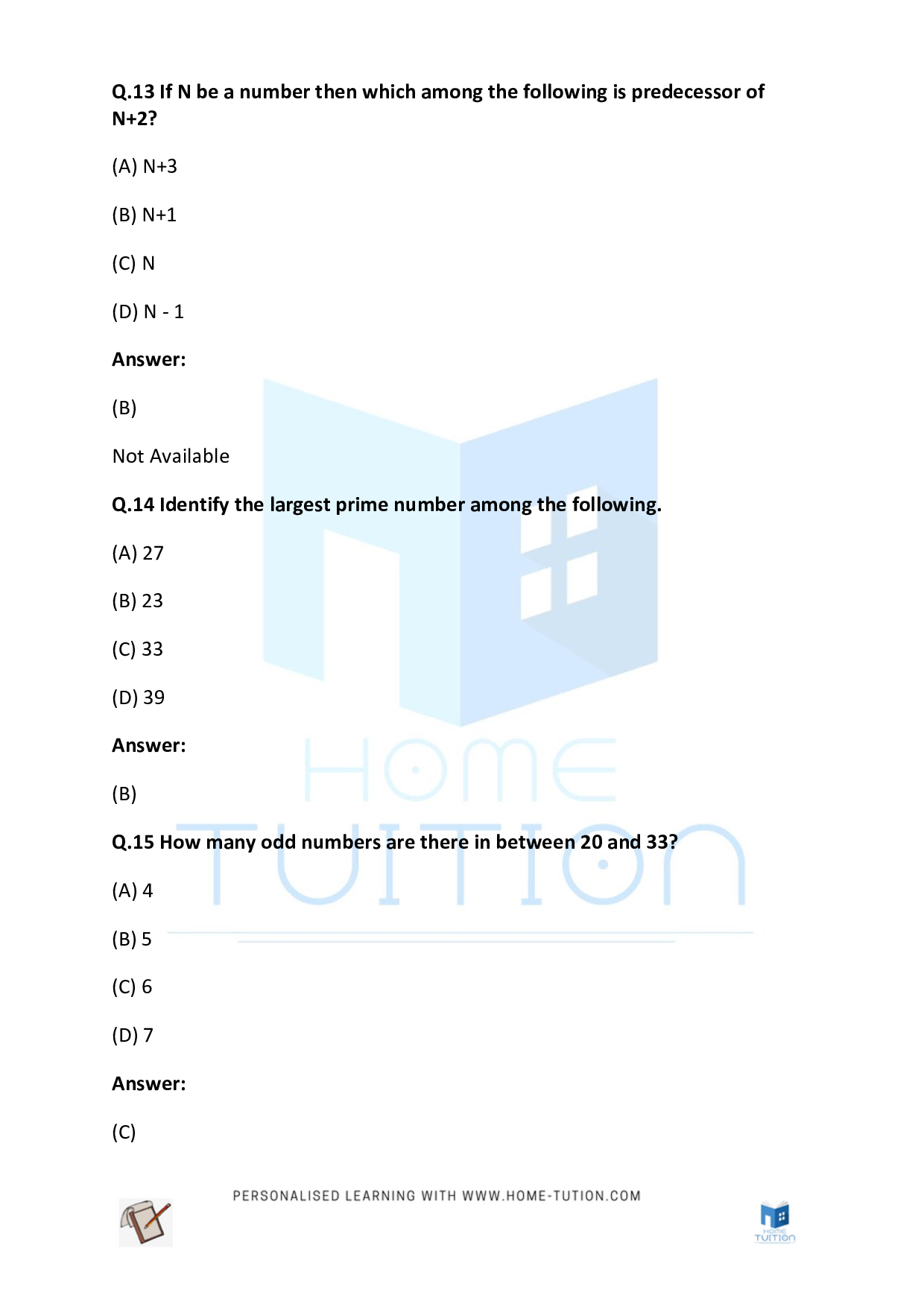 CBSE Class 3 Maths Numbers Number Sense And Numeration Worksheet