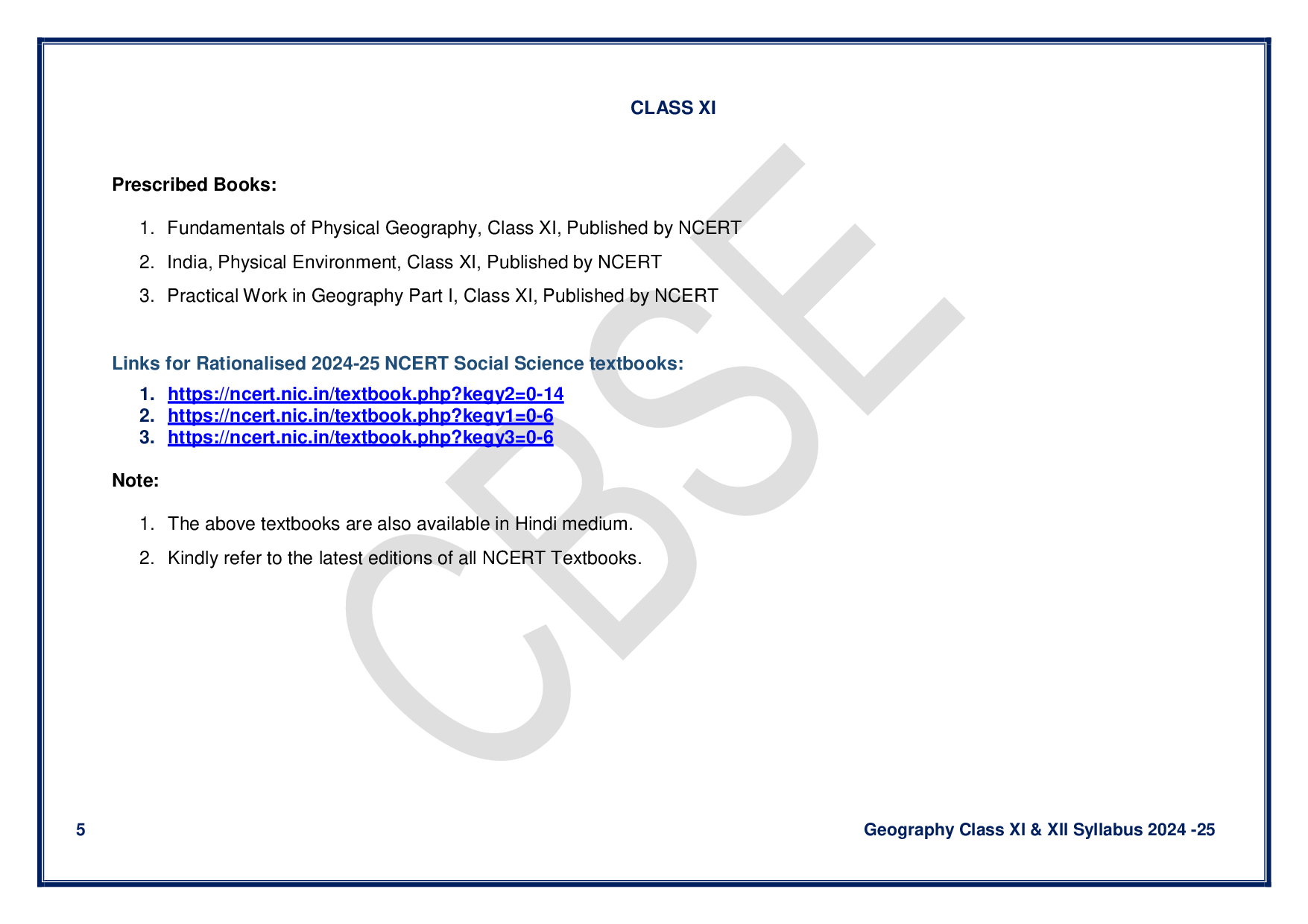 CBSE Class 12 Geography Syllabus 