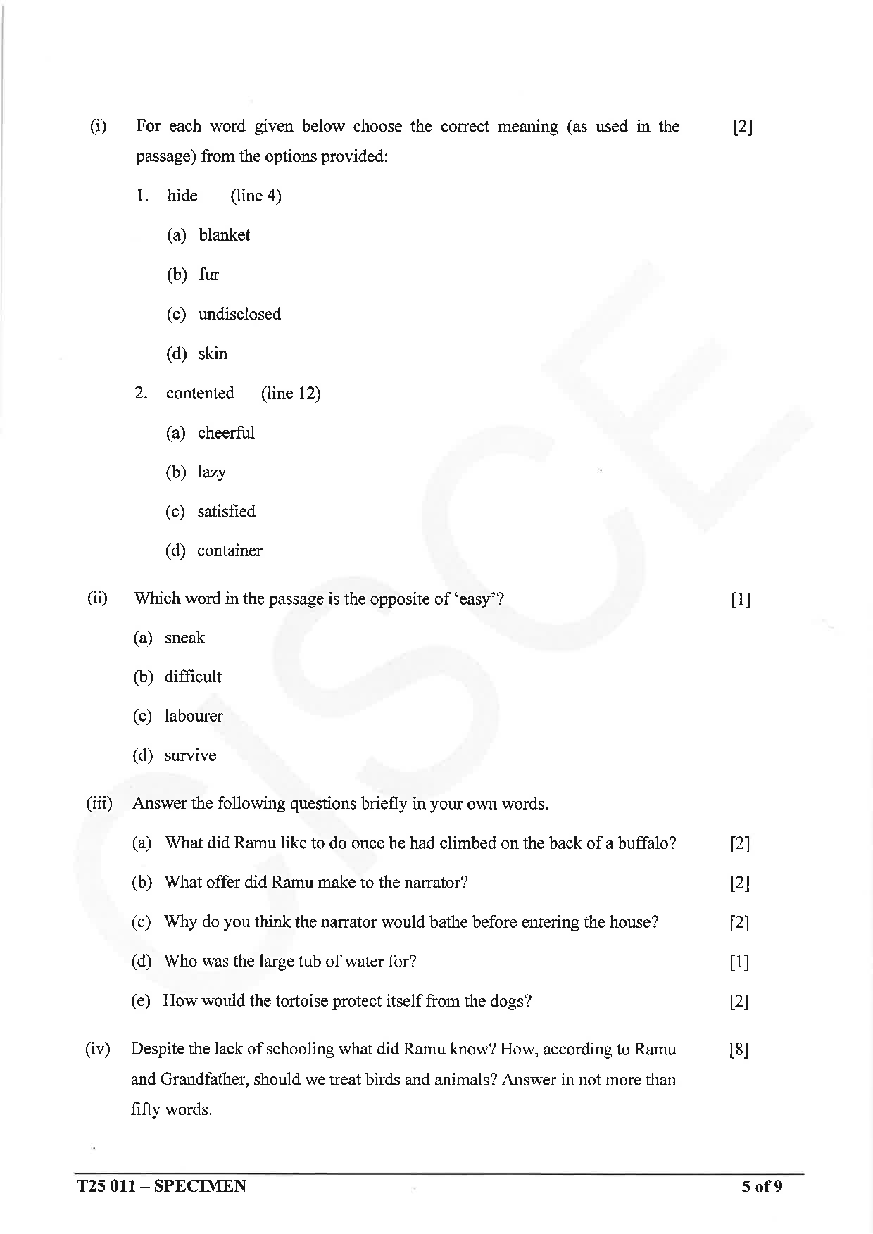 ICSE Board Sample Paper for class 10 English