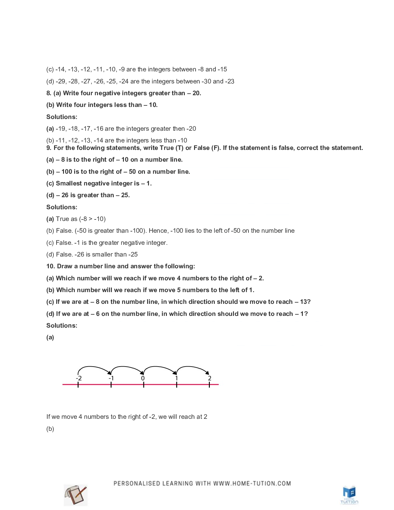 Class 6 Maths Chapter 6 Integers