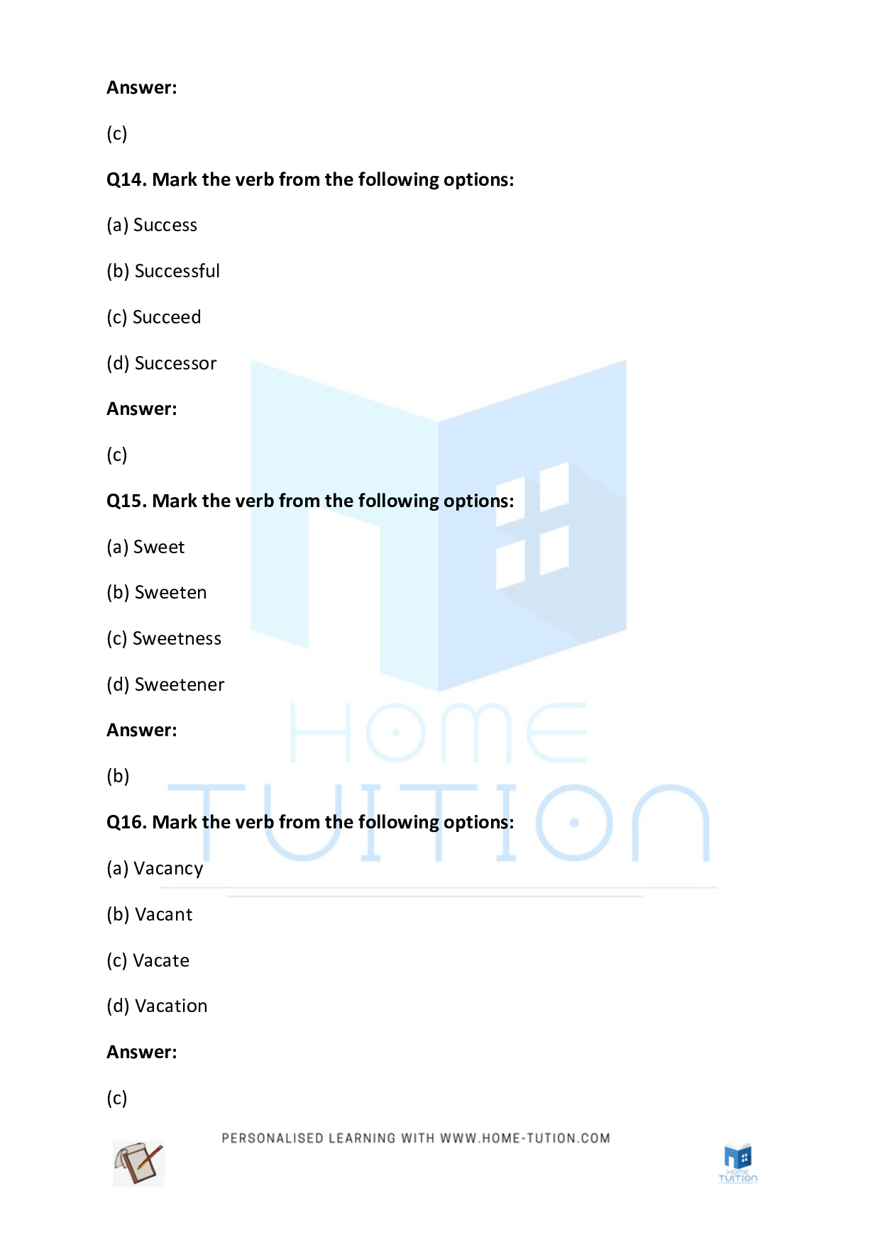 CBSE Worksheet For Class 4 English Verbs Free PDF Home Tution
