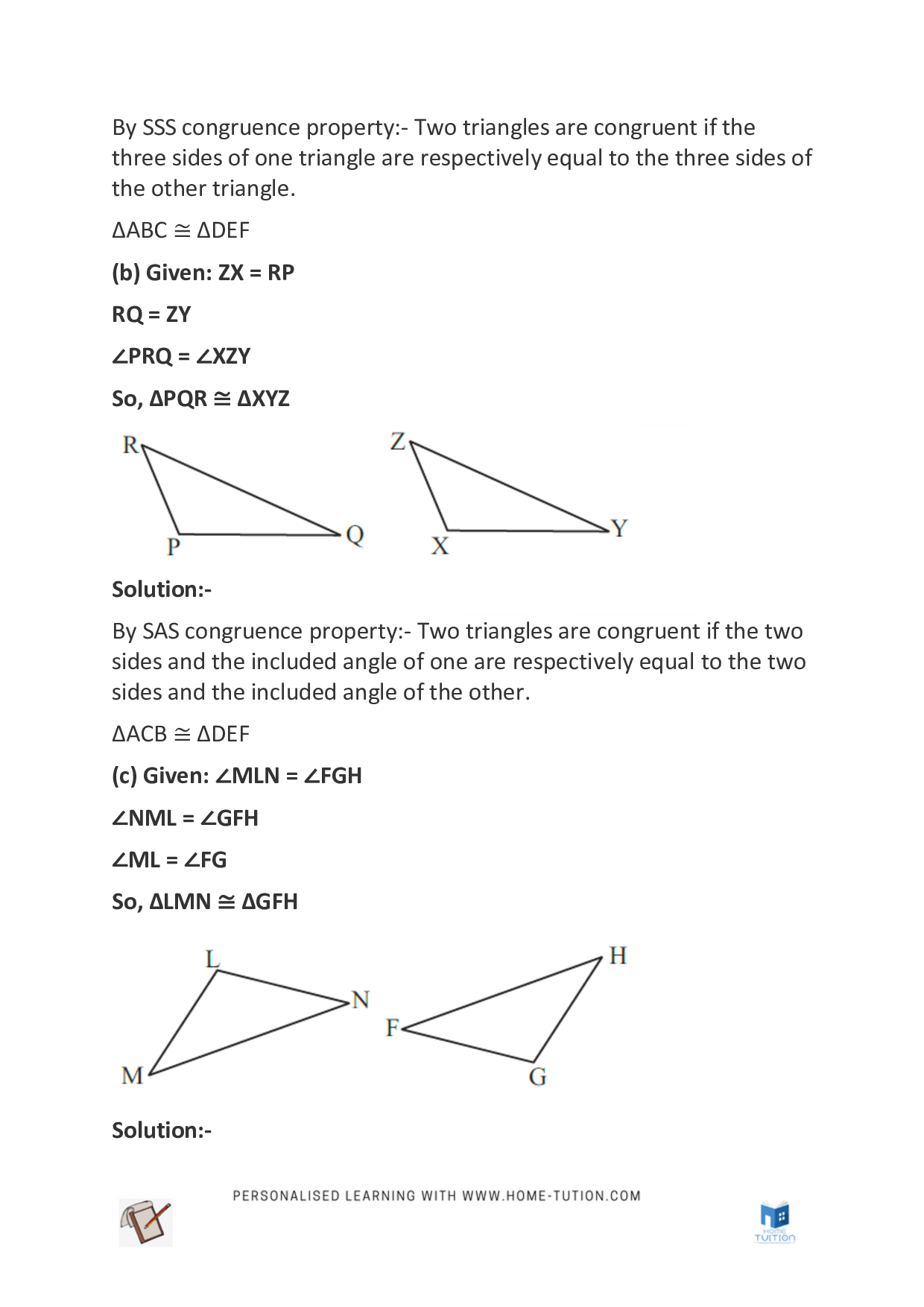 Class 7 Maths Chapter 7 Congruence of Triangles
