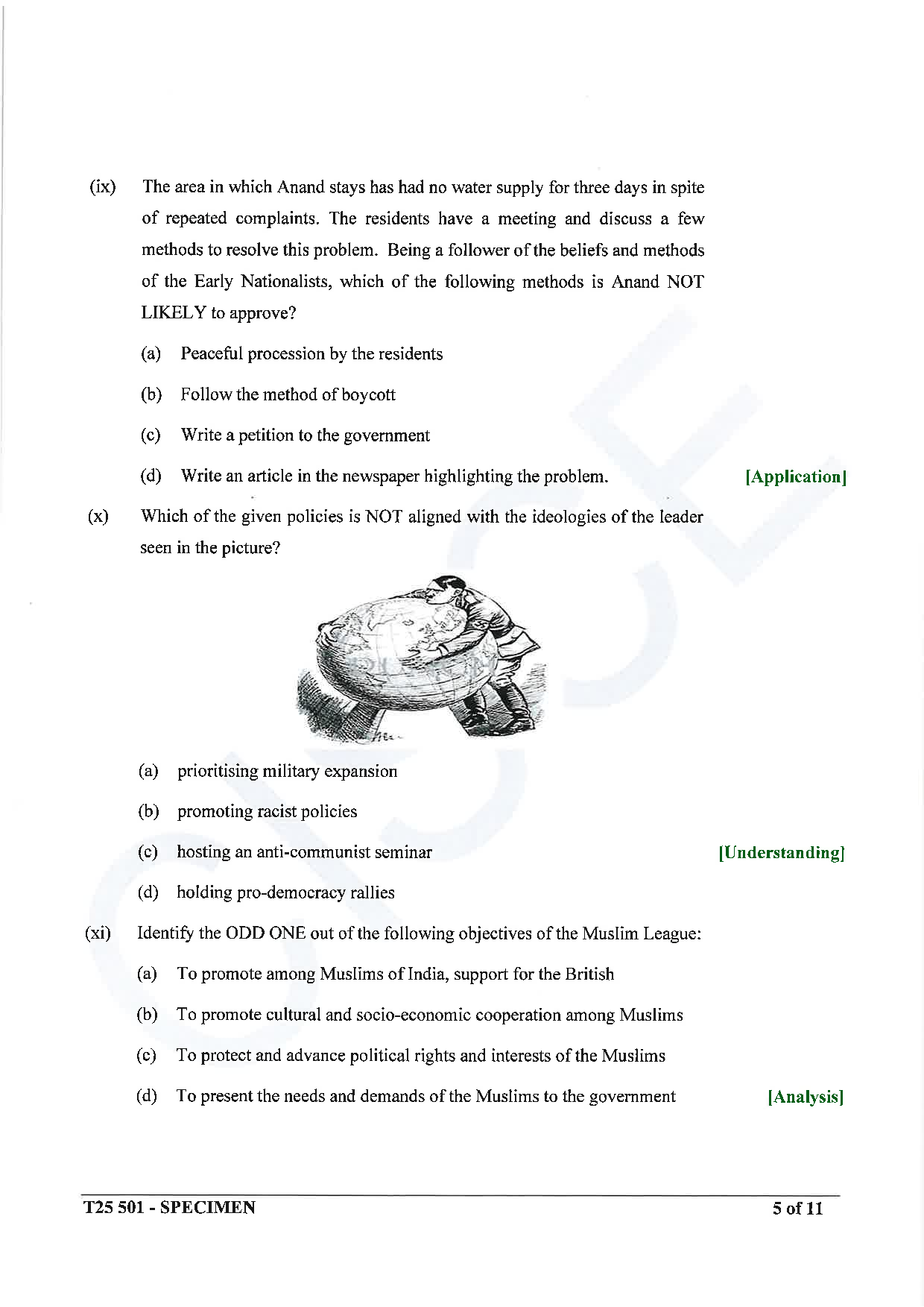 ICSE Board Sample Paper for class 10 History & Civics