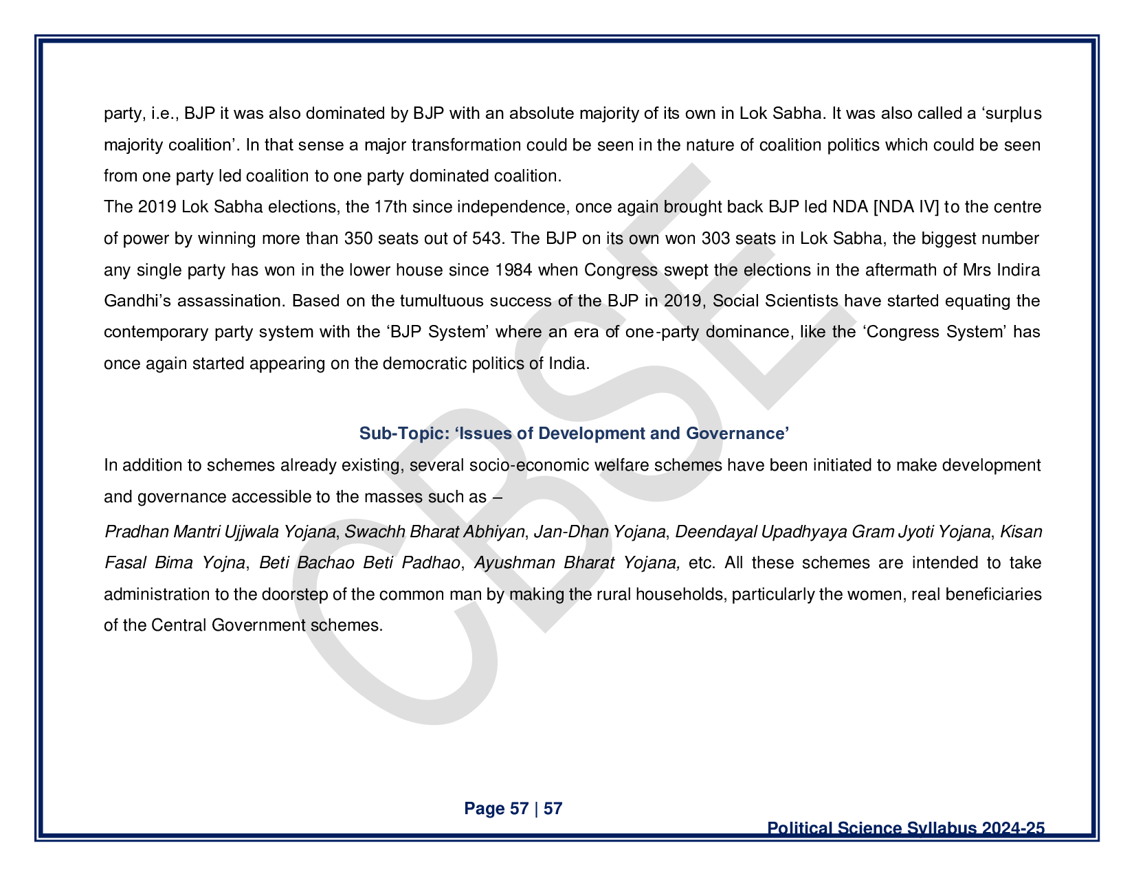 CBSE Class 12 Political Science Syllabus 