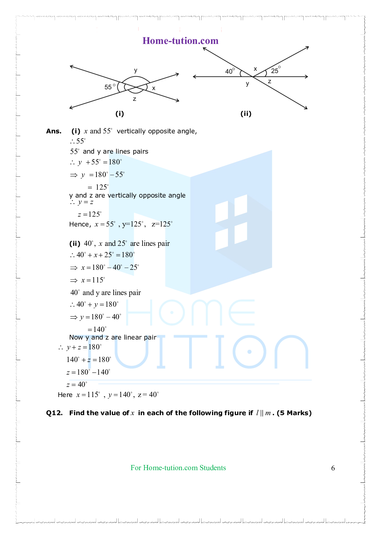 Extra Subjective Questions Worksheet For CBSE Class 7 Maths Chapter 5 